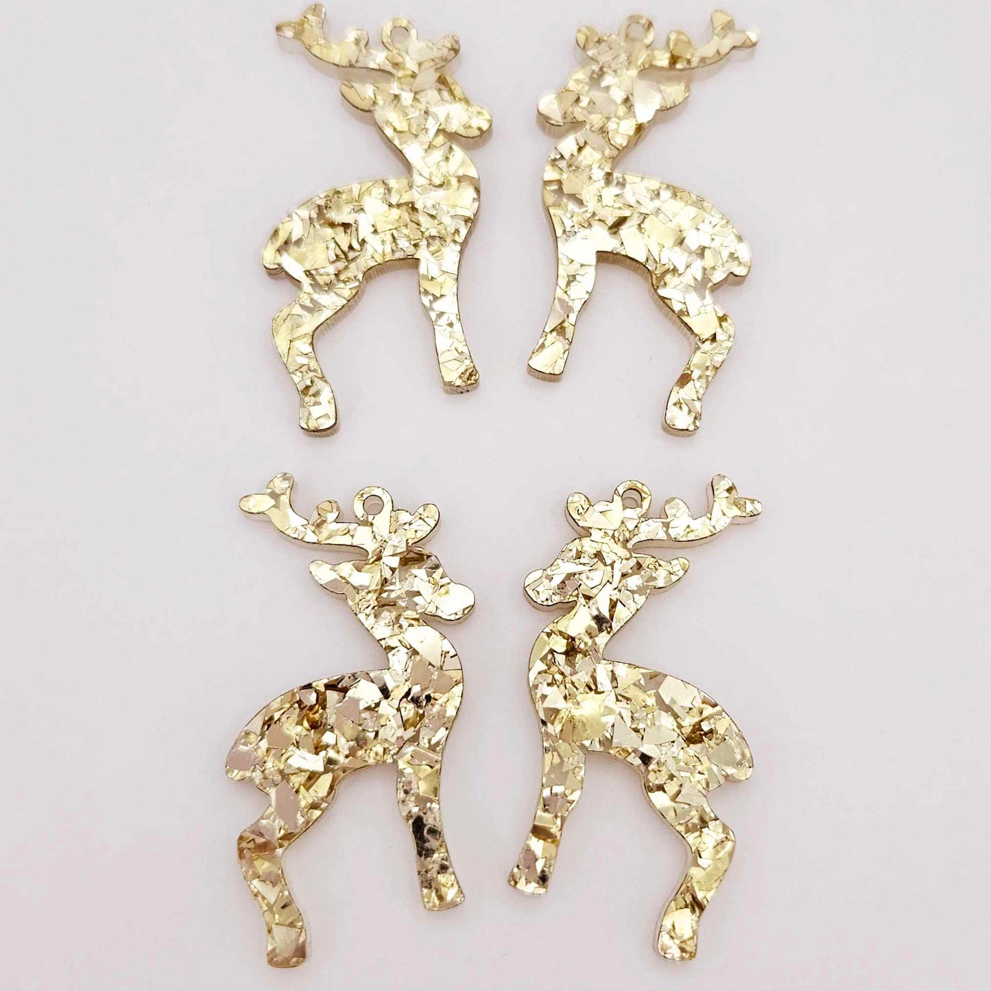 chunky gold glitter Christmas reindeers DIY earring supplies laser cut acrylic dangles blanks