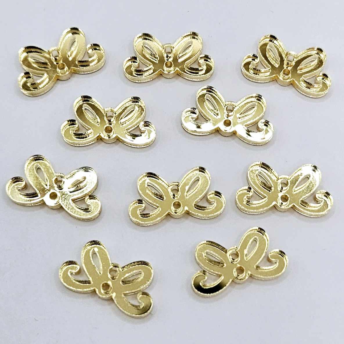 gold mirror bow ribbon Christmas connectors DIY earring supplies laser cut acrylic blanks