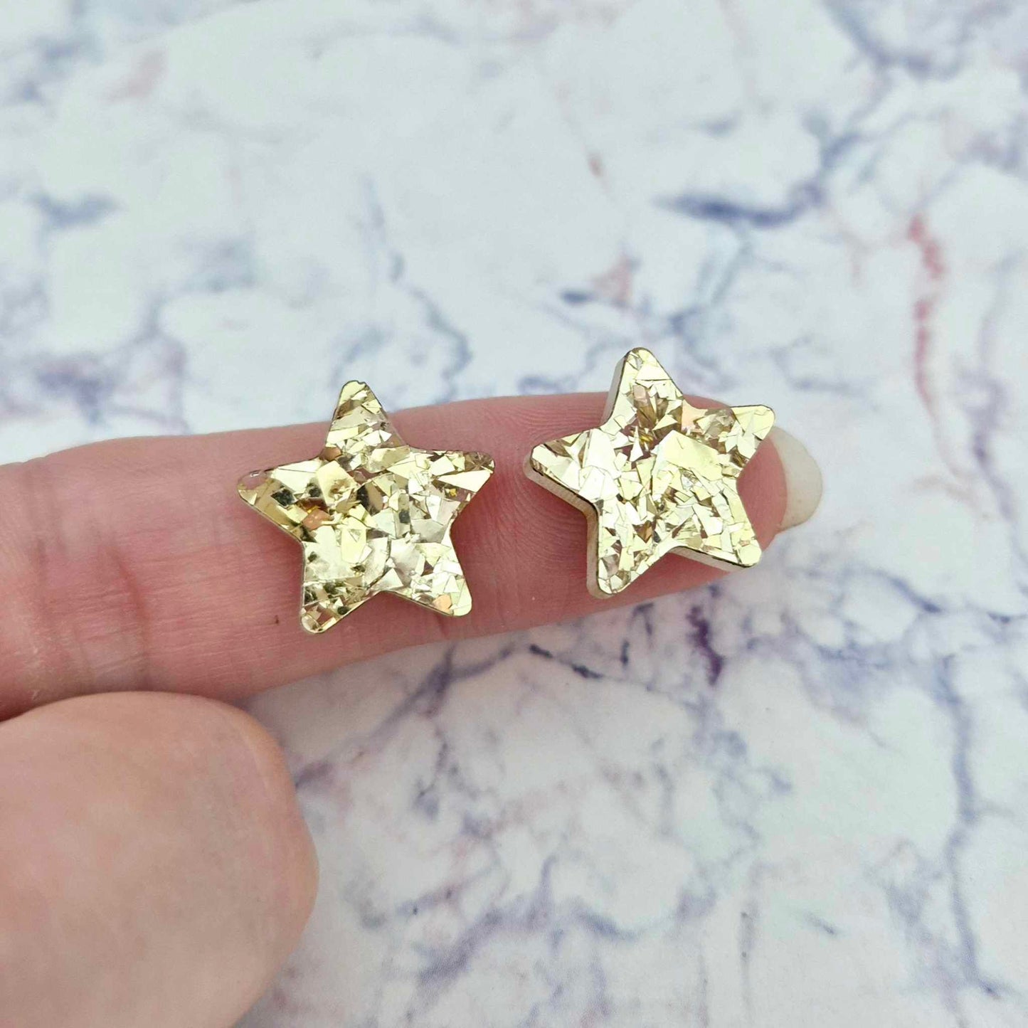 chunky gold glitter star Christmas DIY earring supplies laser cut acrylic studs toppers blanks