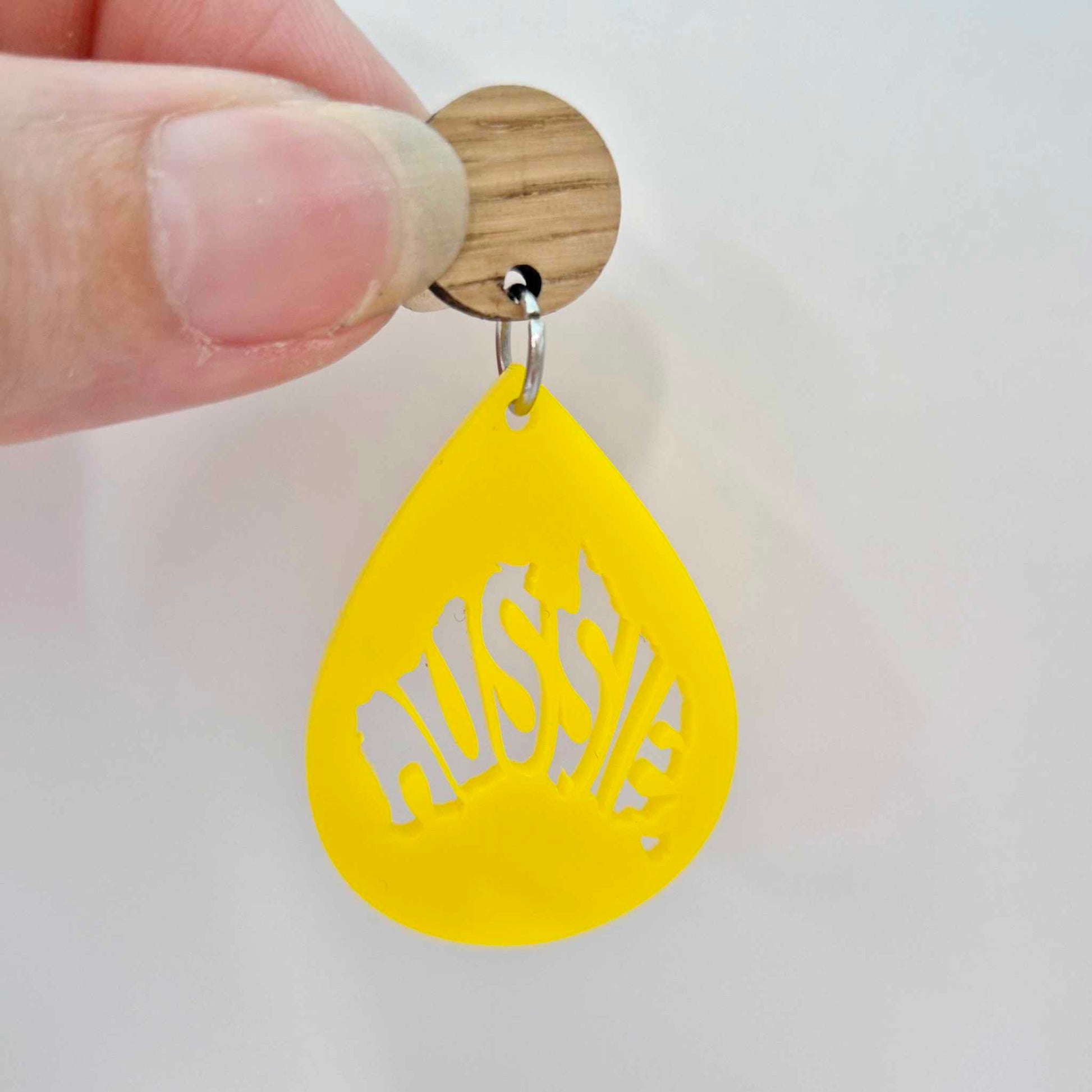 yellow Australia Aussie Day teardrops DIY earring blanks laser cut acrylic dangles