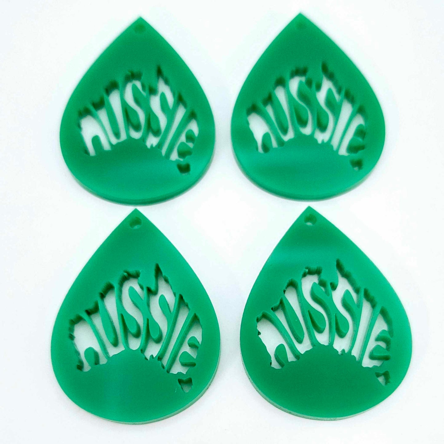 green teardrops Aussie Australia Day DIY earring supplies laser cut acrylic dangles blanks