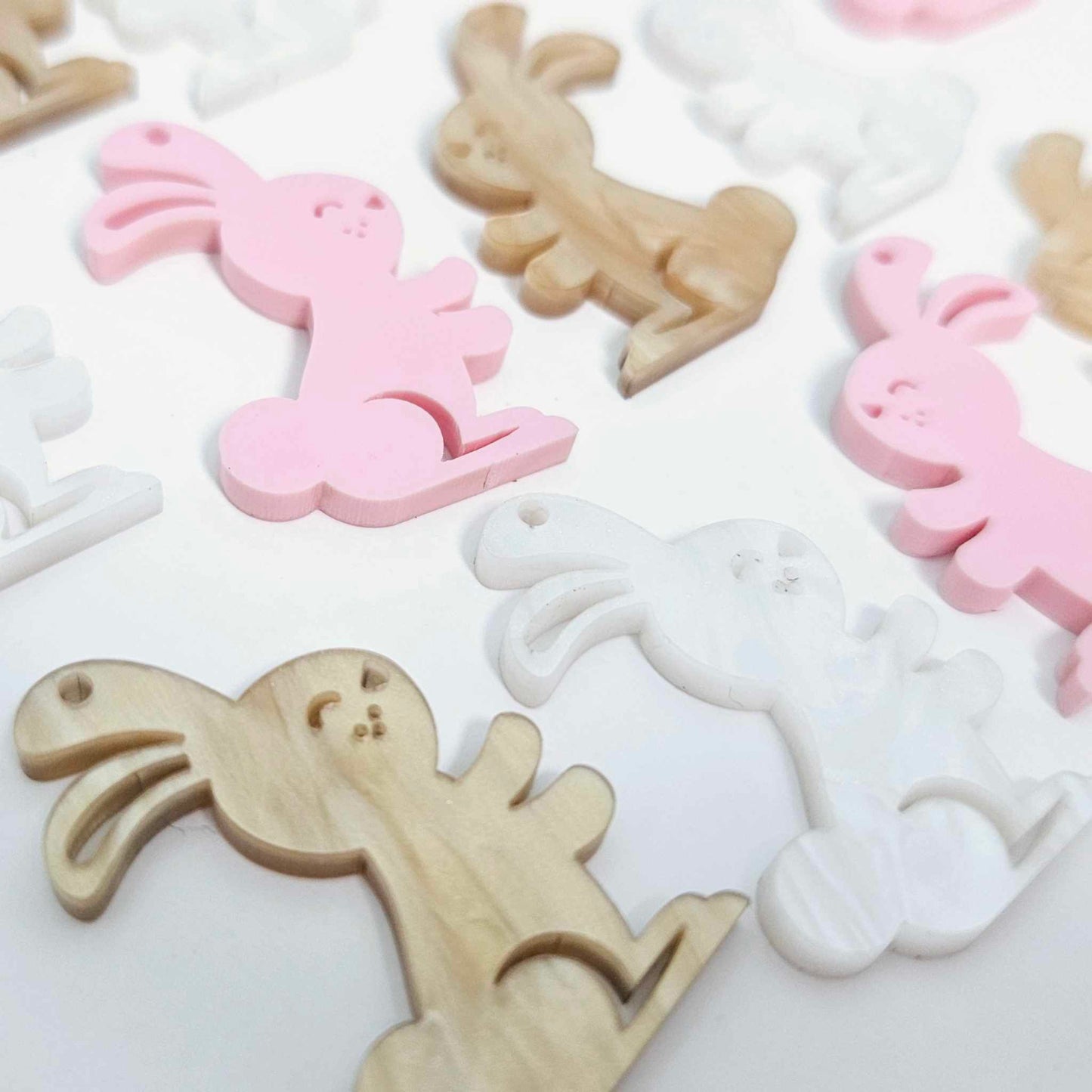 white pearl marble gold brown pastel pink bunny bunnies rabbit Easter mixed pack DIY earring supplies laser cut acrylic dangles blanks