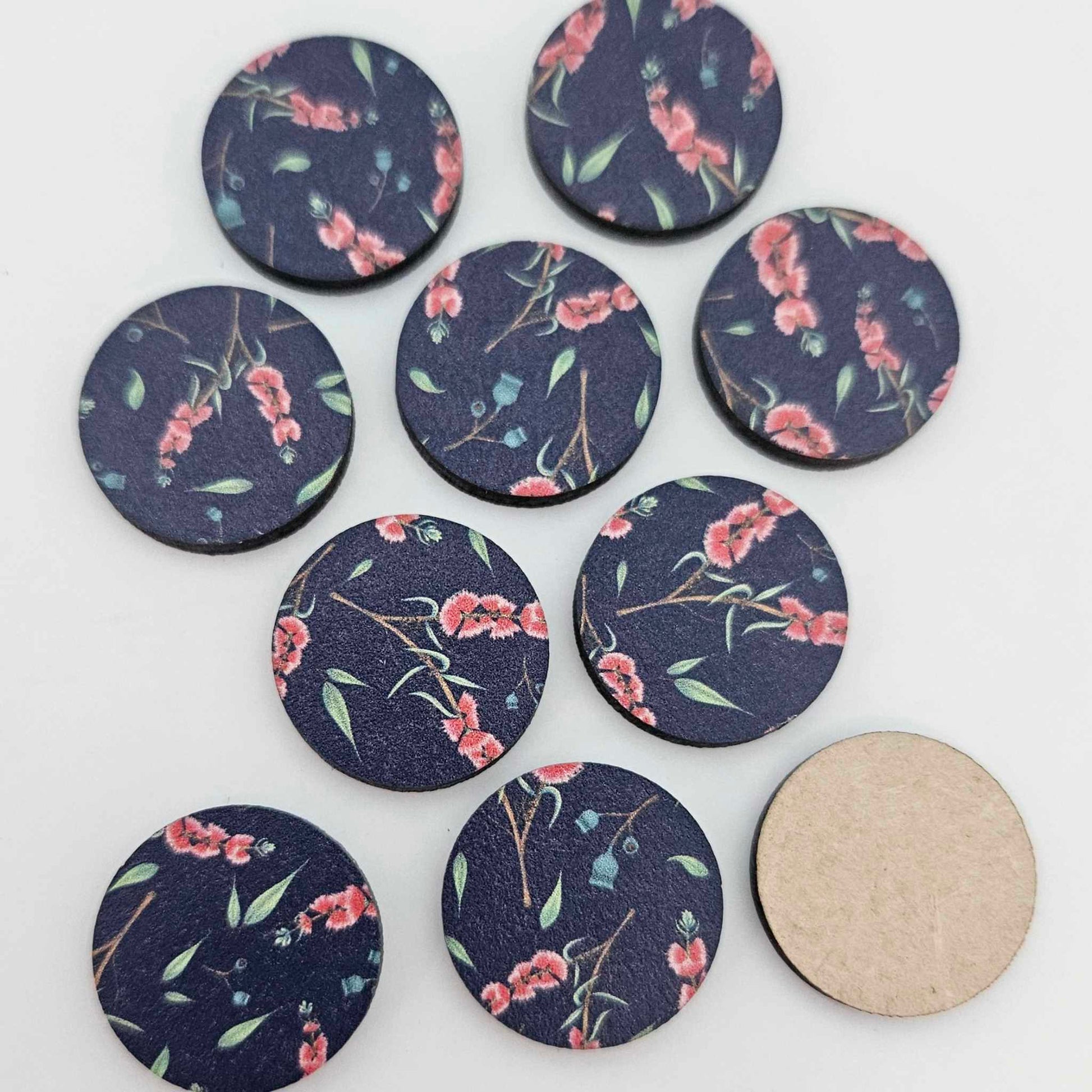 navy blue bottlebrush Australia Day Australiana flower MDF wood DIY earring supplies laser cut acrylic studs blanks