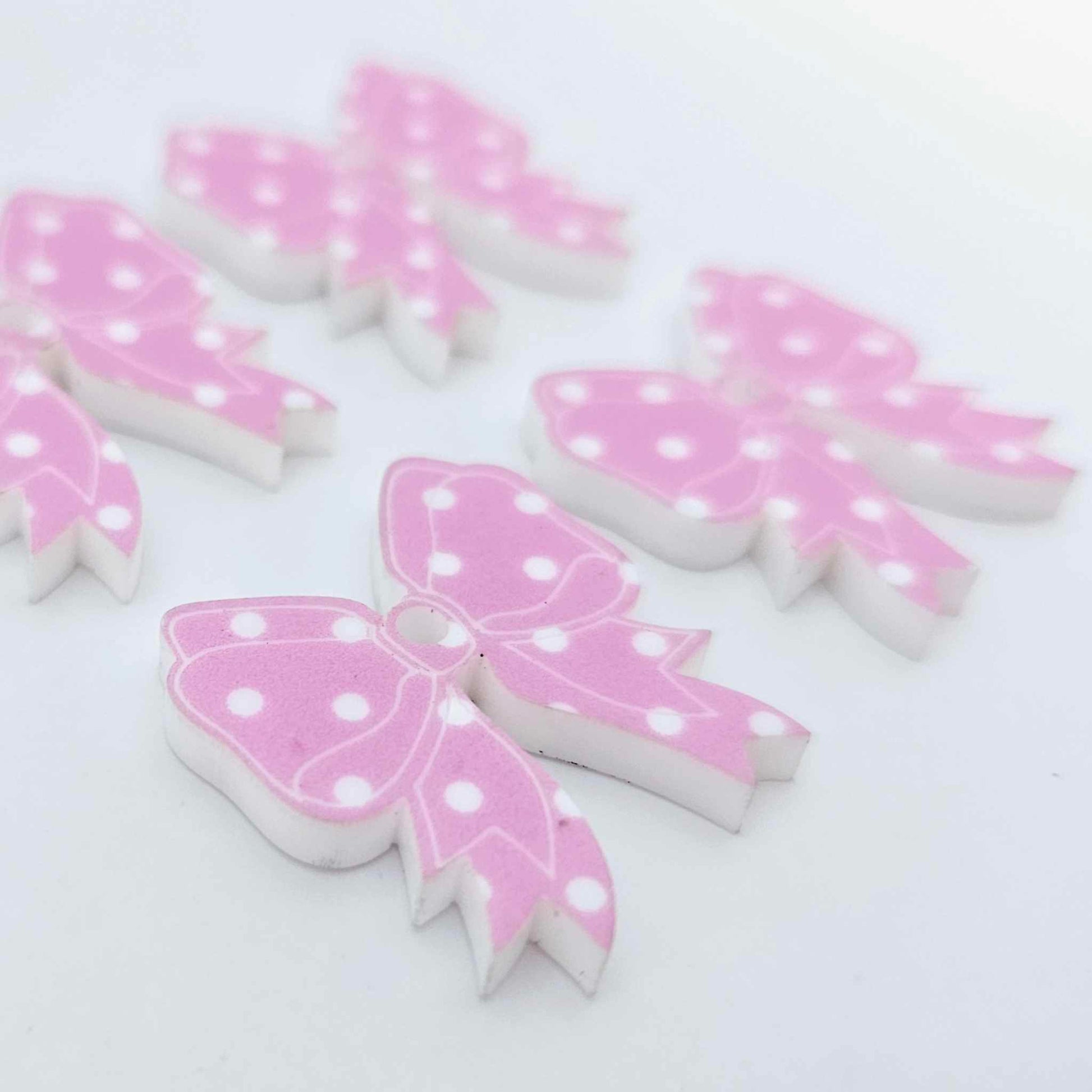 pastel pink polka dot bows Valentines Day Easter Christmas ribbon DIY earring supplies laser cut acrylic dangles blanks