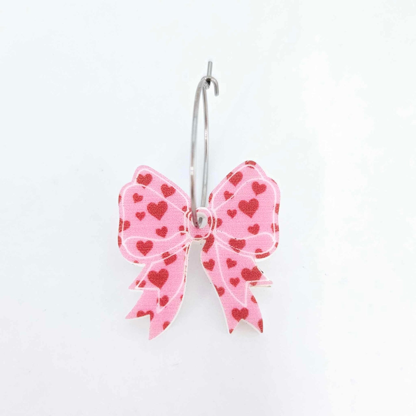 pink red hearts bows Valentine&#39;s Day ribbon DIY earring supplies laser cut acrylic dangles blanks