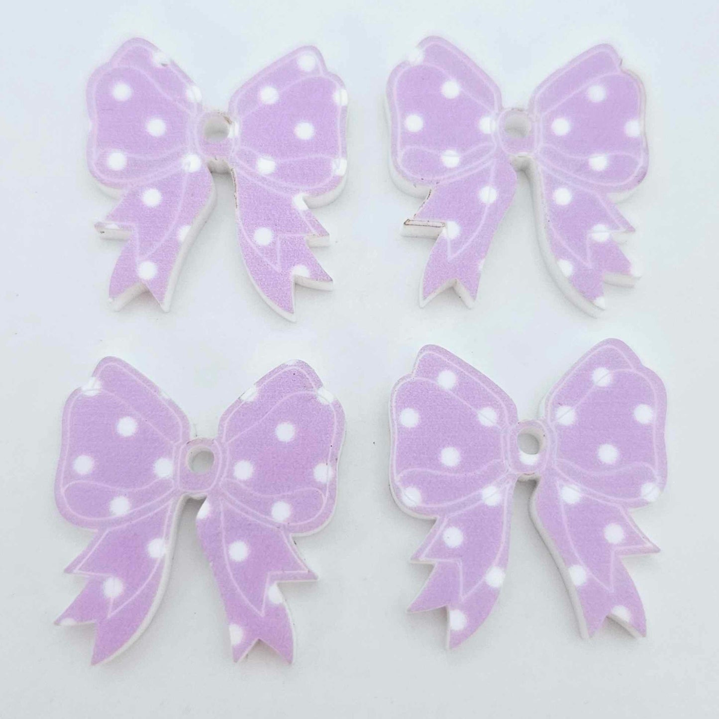 pastel purple polka dot bows Valentine's Day Easter Christmas ribbon DIY earring supplies laser cut acrylic dangles blanks