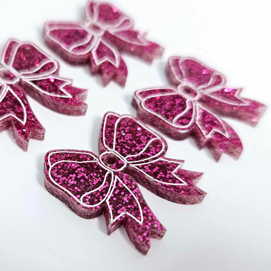 hot pink glitter bows ribbons Valentines Day Christmas paint fill DIY earring supplies laser cut acrylic dangles blanks