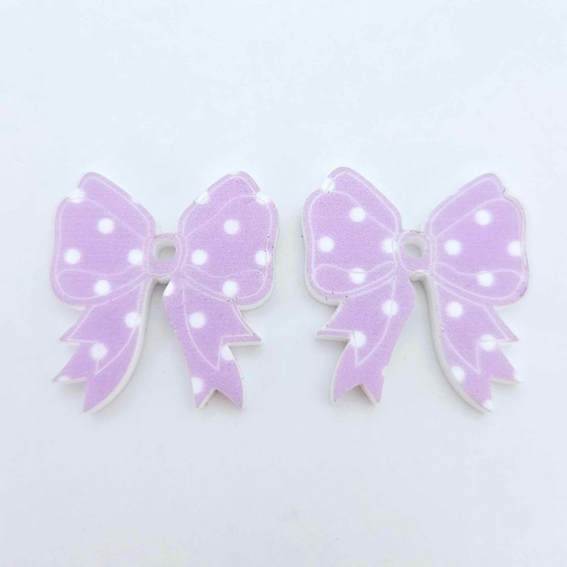 pastel purple polka dot bows Valentine's Day Easter Christmas ribbon DIY earring supplies laser cut acrylic dangles blanks