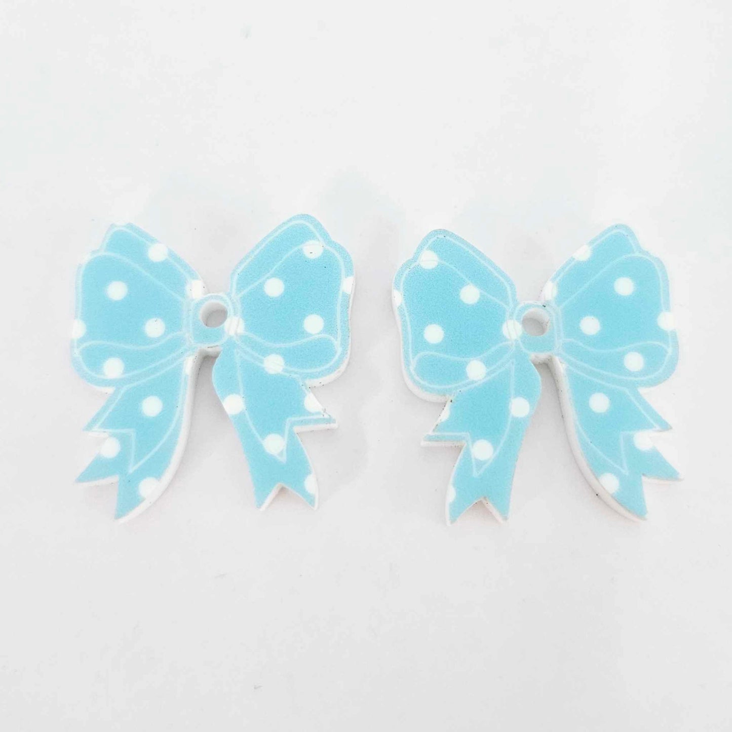 pastel blue polka dot bows Valentine's Day Easter Christmas ribbon DIY earring supplies laser cut acrylic dangles blanks