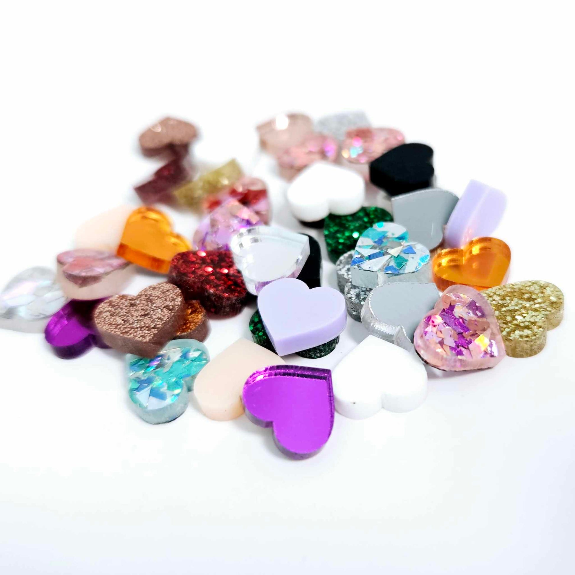 mixed pack pastel glitter mirror hearts kids small DIY earring supplies laser cut acrylic studs blanks