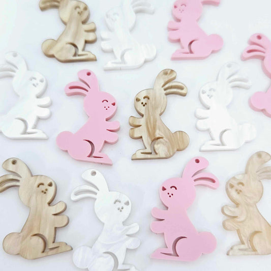 white pearl marble gold brown pastel pink bunny bunnies rabbit Easter mixed pack DIY earring supplies laser cut acrylic dangles blanks