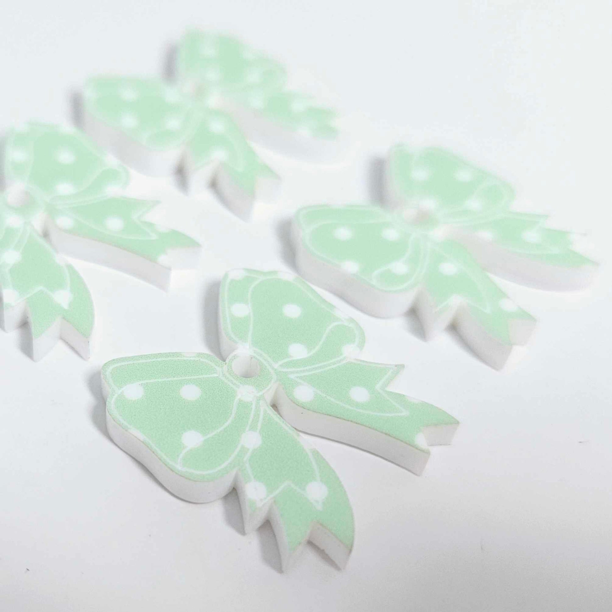 pastel green polka dot bows Valentine's Day Easter Christmas ribbon DIY earring supplies laser cut acrylic dangles blanks