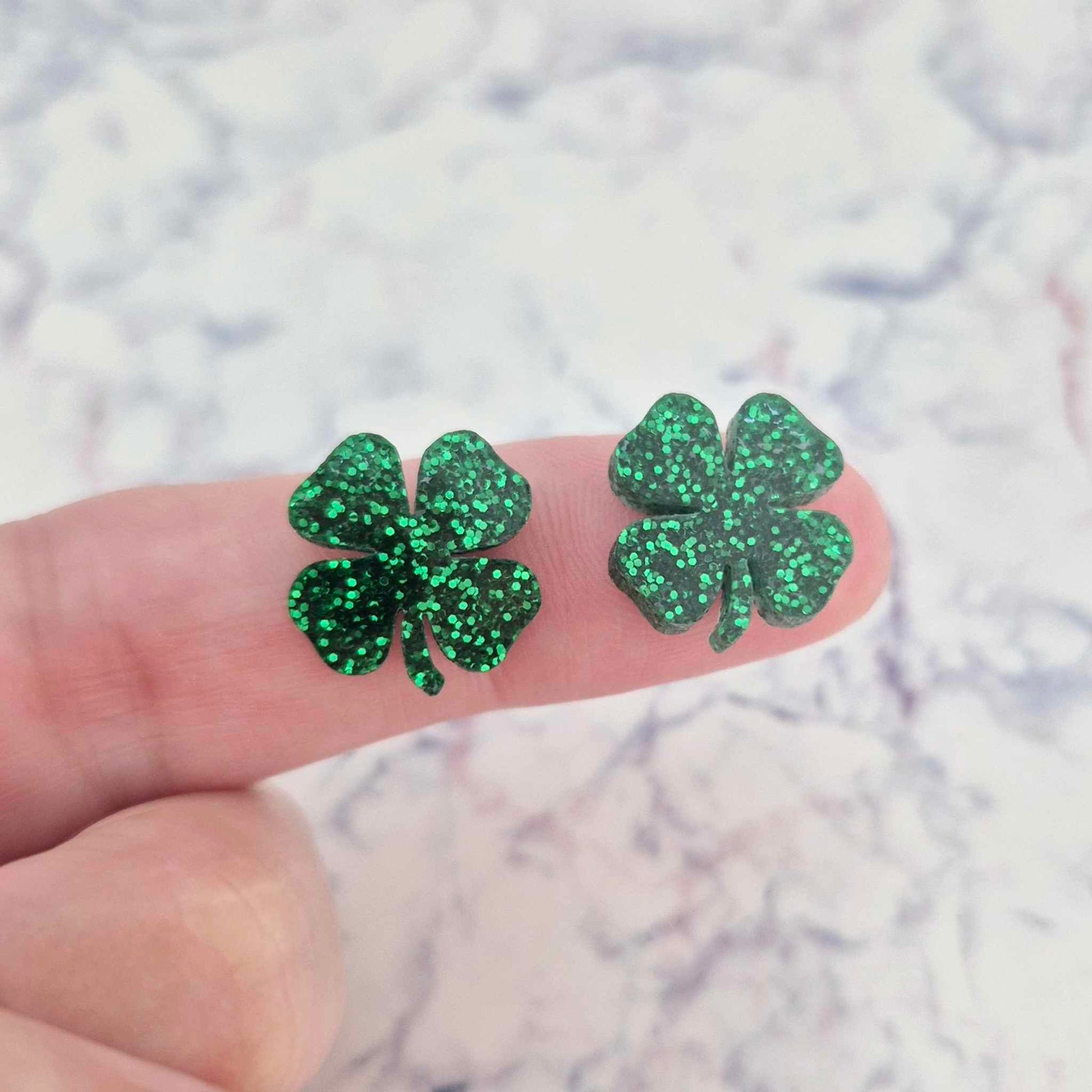 green glitter 4 leaf clover St Patrick's Day DIY earring supplies laser cut acrylic studs blanks