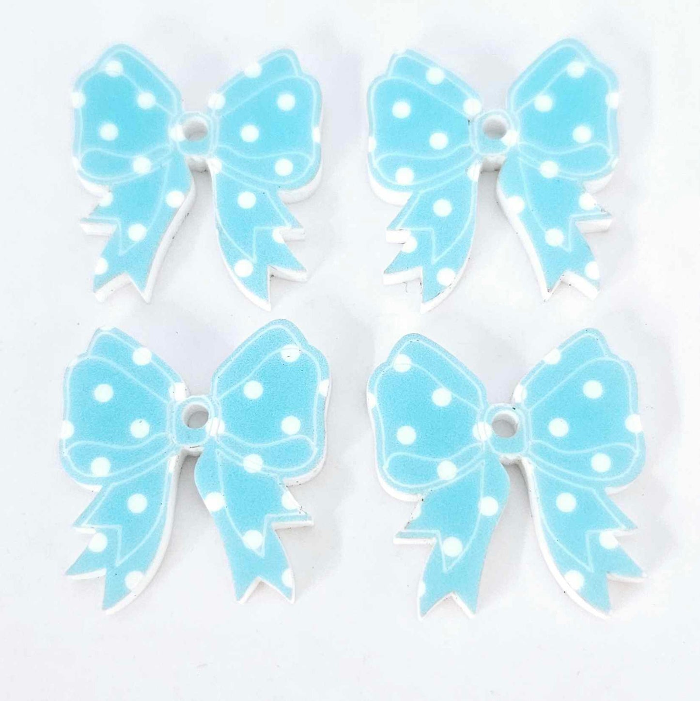 pastel blue polka dot bows Valentine's Day Easter Christmas ribbon DIY earring supplies laser cut acrylic dangles blanks