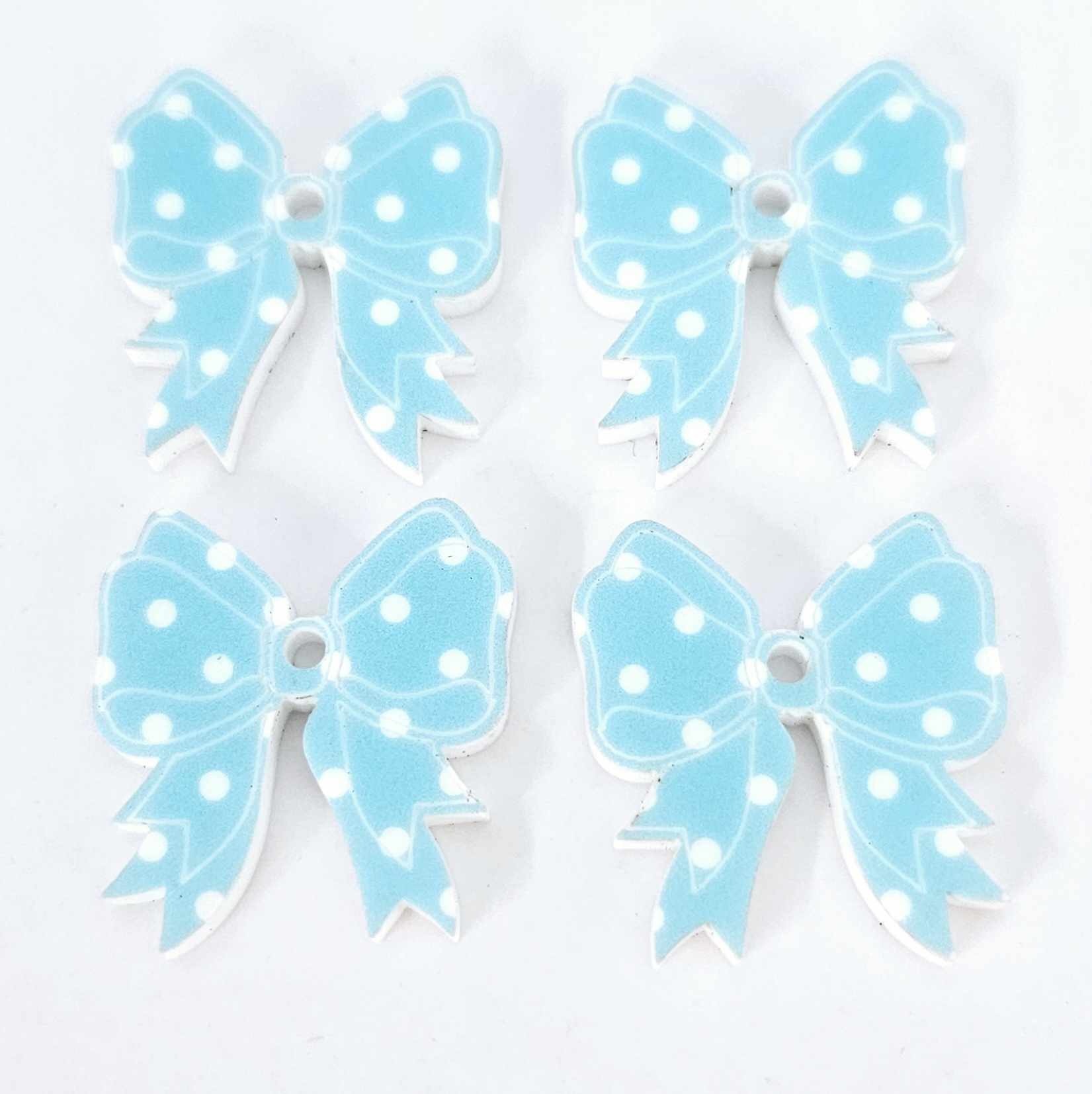 pastel blue polka dot bows Valentine's Day Easter Christmas ribbon DIY earring supplies laser cut acrylic dangles blanks