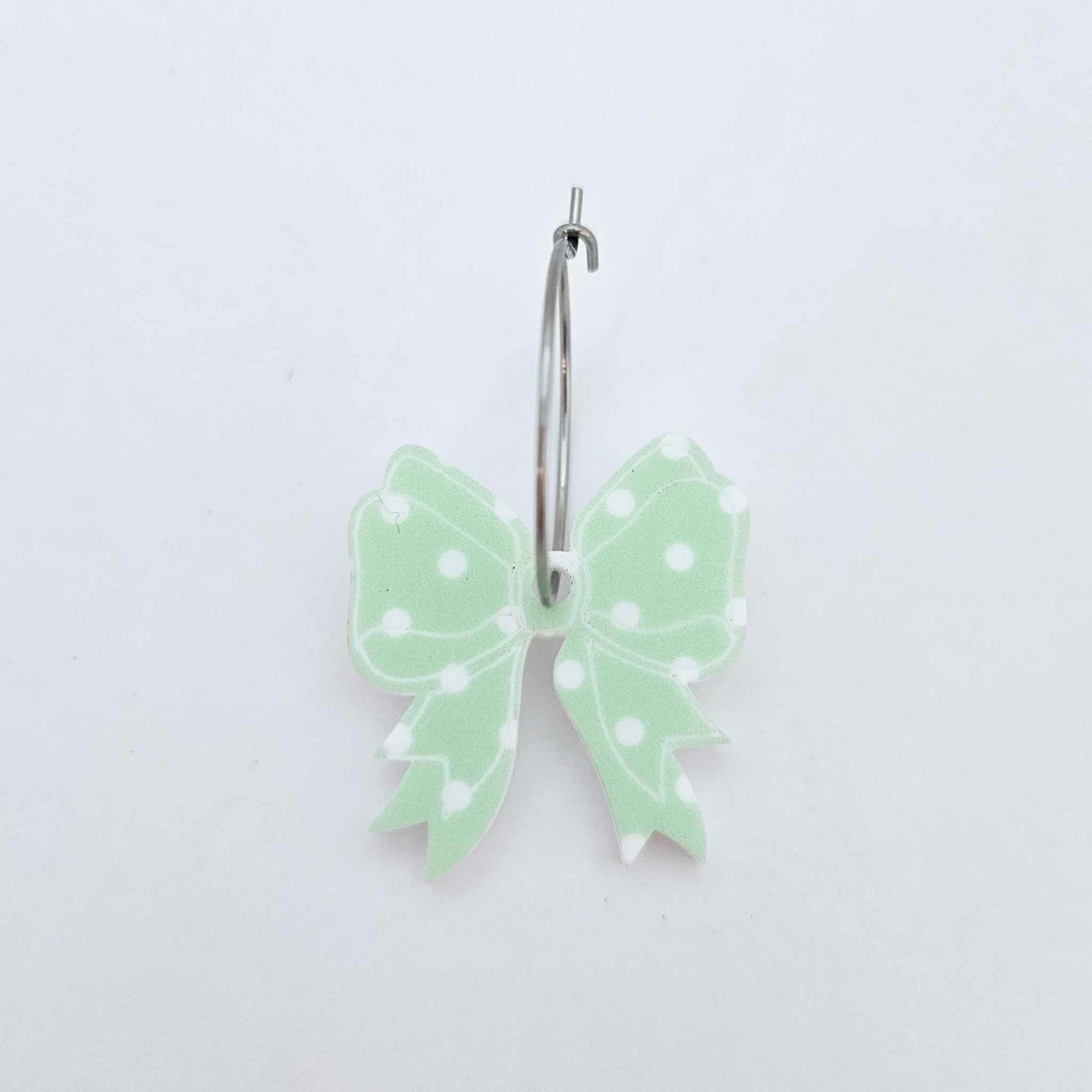 pastel green polka dot bows Valentine's Day Easter Christmas ribbon DIY earring supplies laser cut acrylic dangles blanks