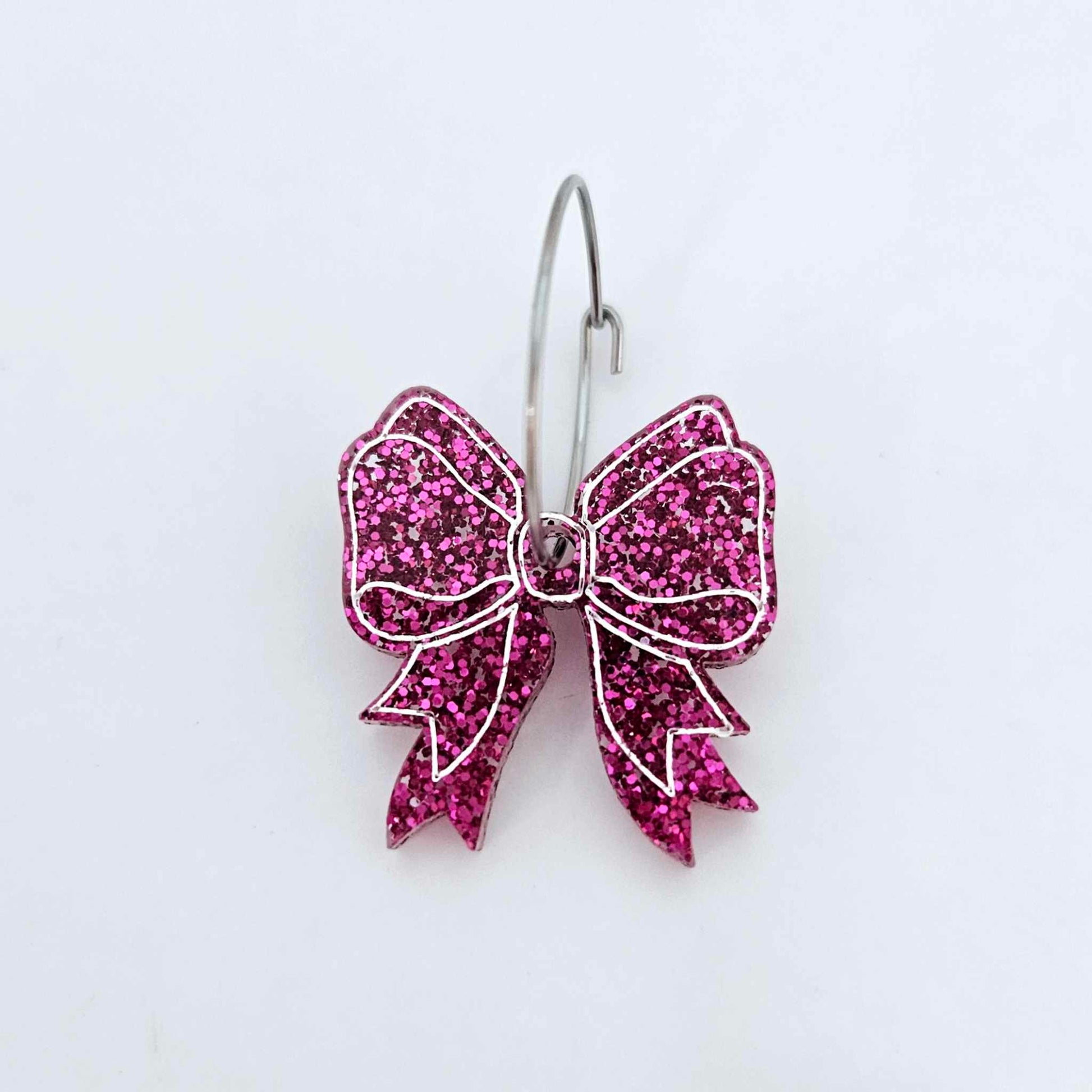 hot pink glitter bows ribbons Valentines Day Christmas paint fill DIY earring supplies laser cut acrylic dangles blanks