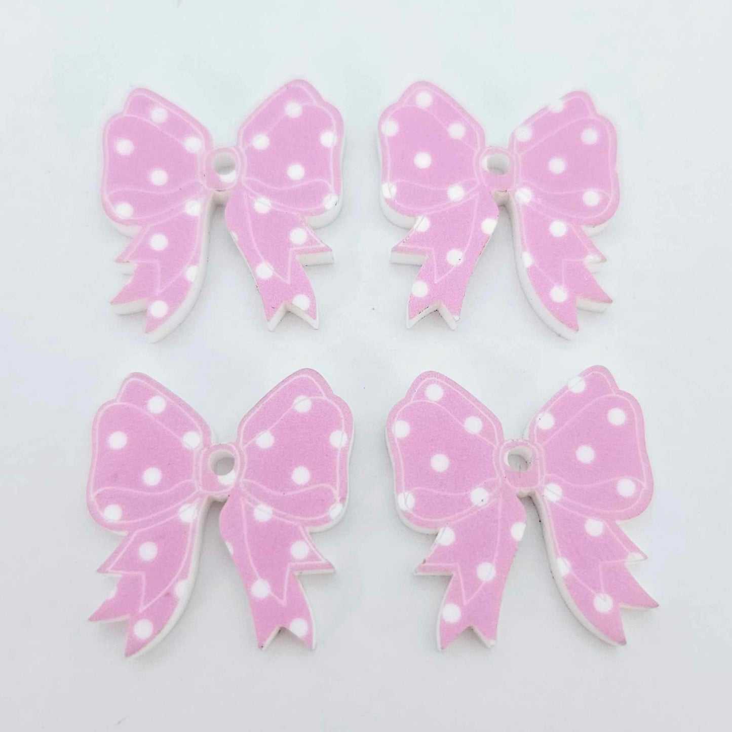 pastel pink polka dot bows Valentines Day Easter Christmas ribbon DIY earring supplies laser cut acrylic dangles blanks