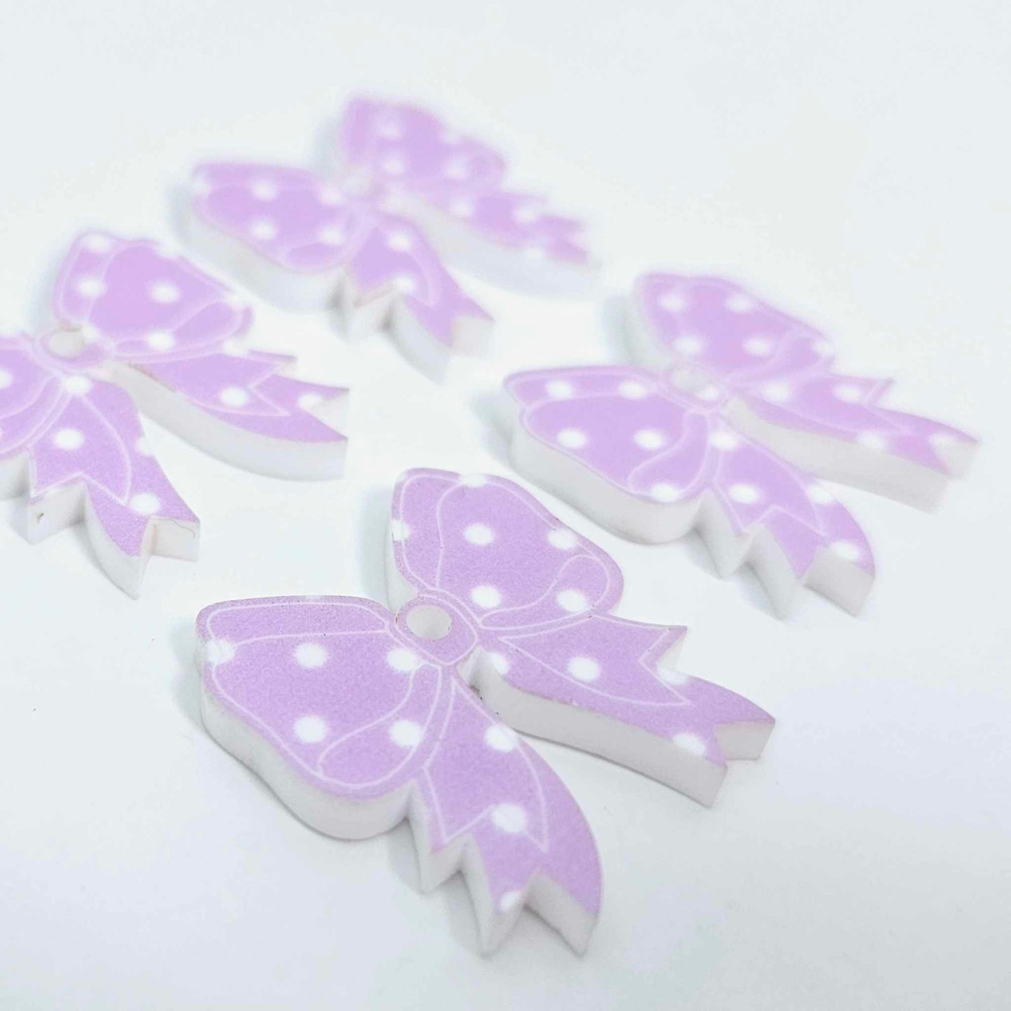 pastel purple polka dot bows Valentine's Day Easter Christmas ribbon DIY earring supplies laser cut acrylic dangles blanks