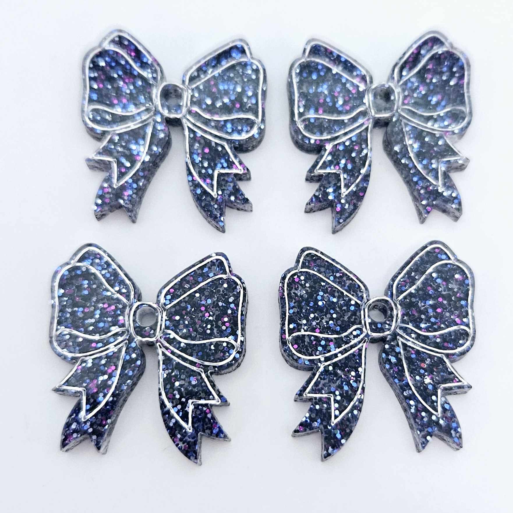 holographic blue glitter bows ribbons Valentines Day Christmas paint fill DIY earring supplies laser cut acrylic dangles blanks