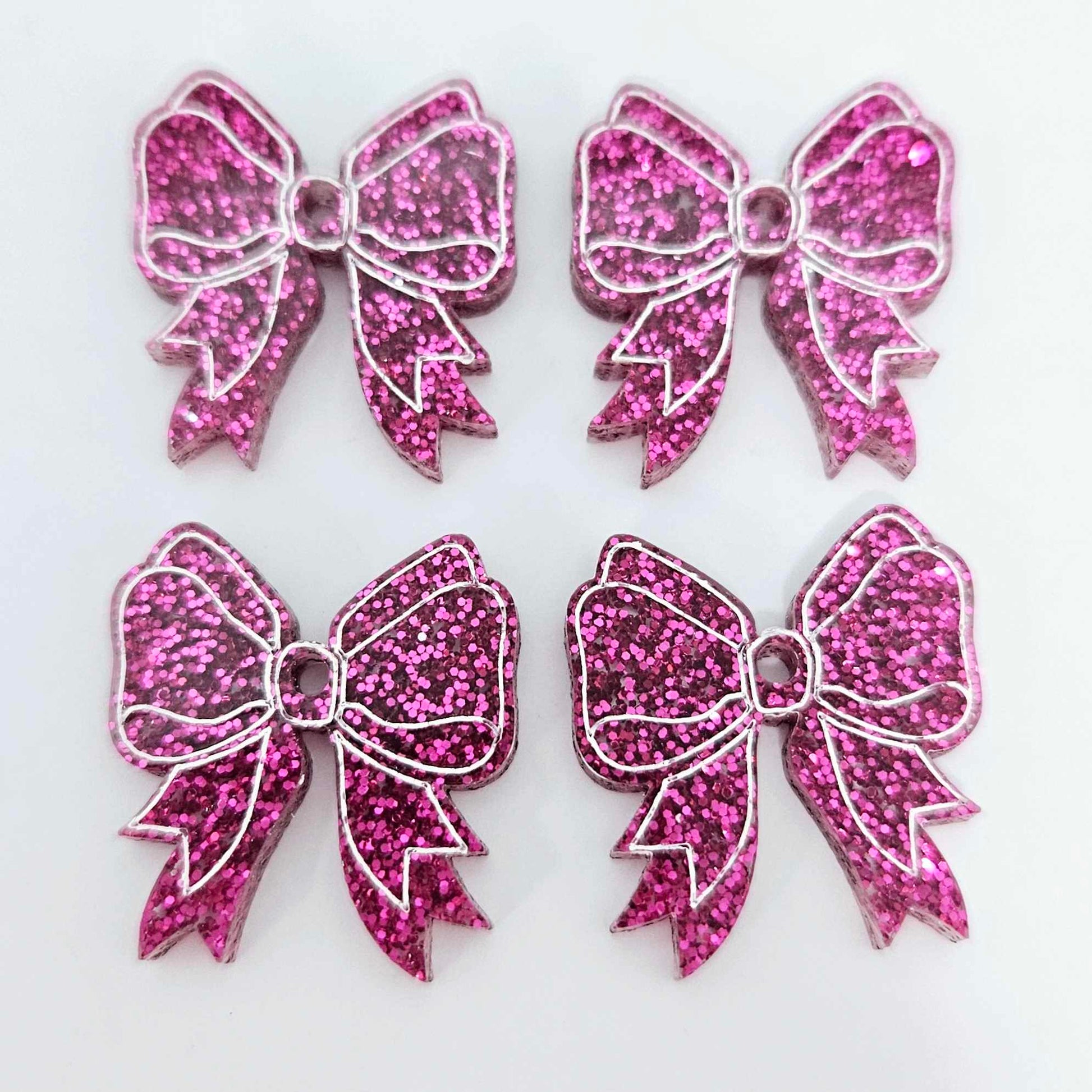 hot pink glitter bows ribbons Valentines Day Christmas paint fill DIY earring supplies laser cut acrylic dangles blanks