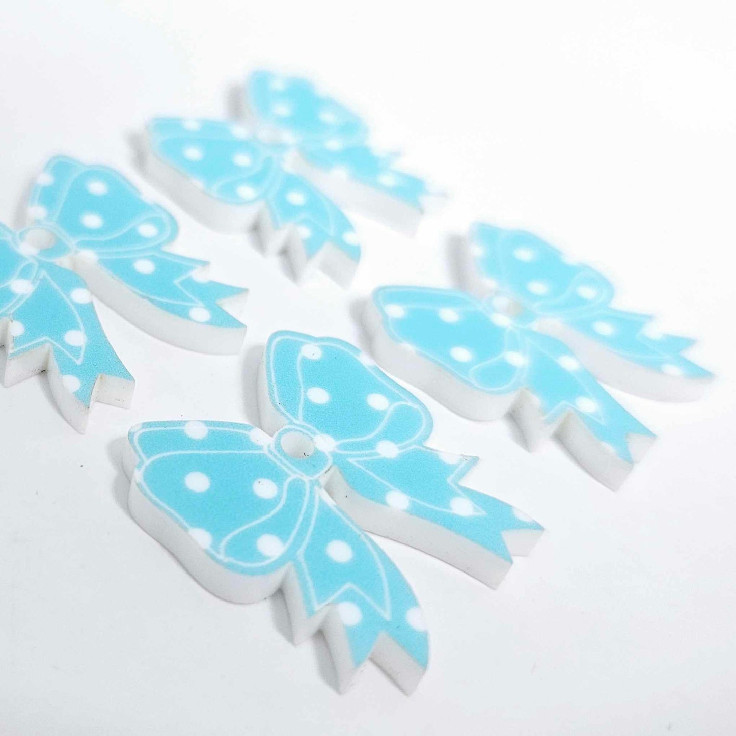 pastel blue polka dot bows Valentine's Day Easter Christmas ribbon DIY earring supplies laser cut acrylic dangles blanks