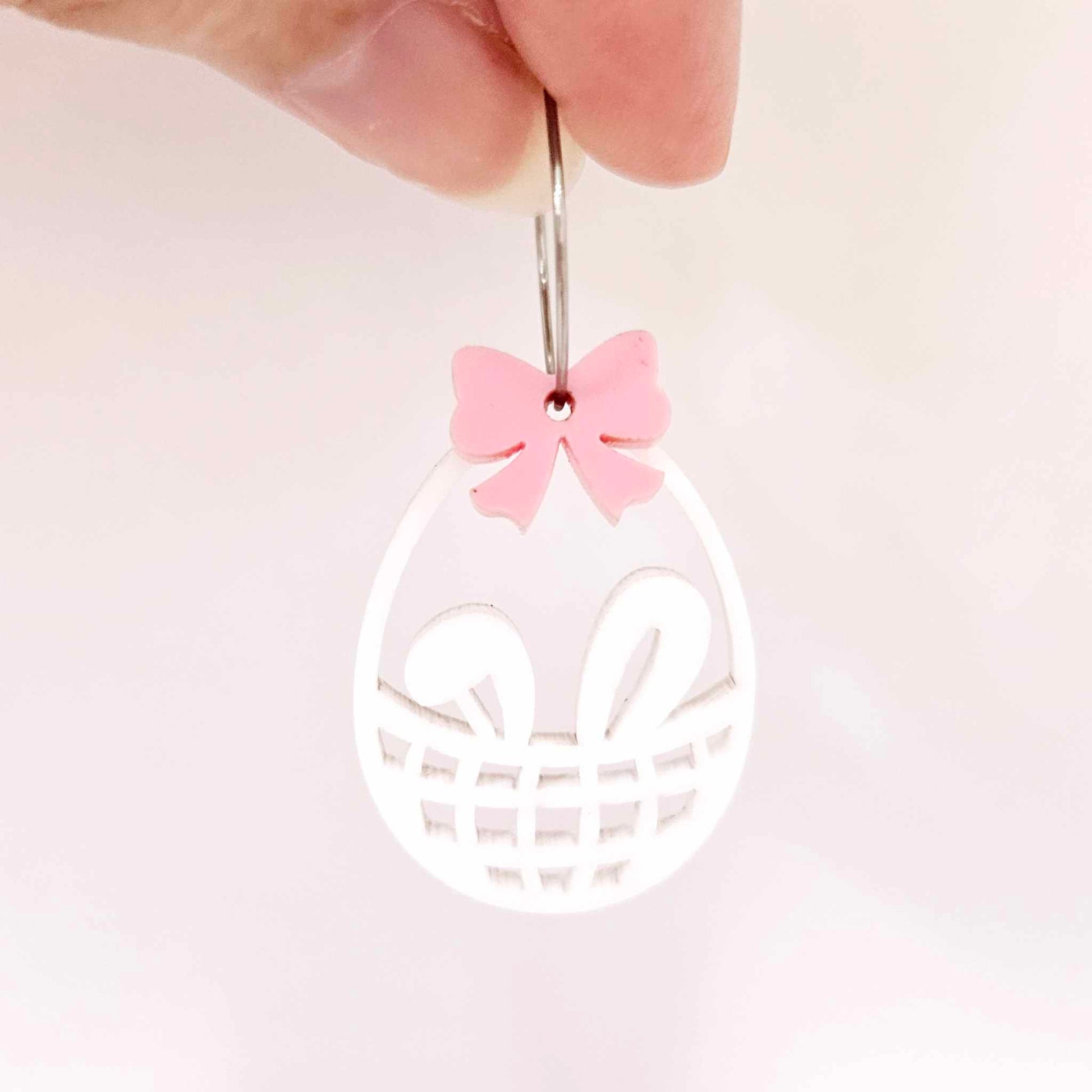 white Easter bunny egg basket DIY earring supplies laser cut acrylic dangles blanks