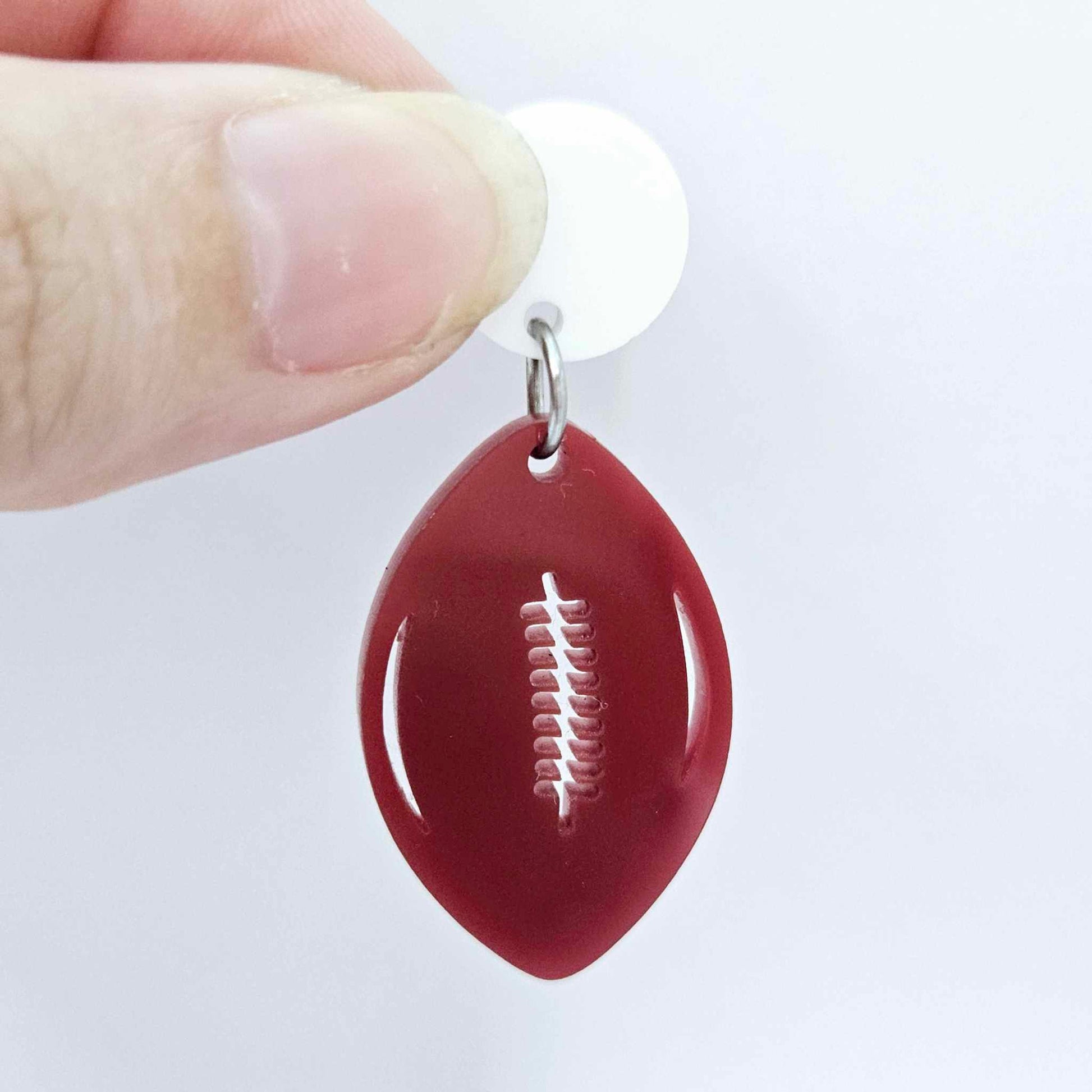 maroon port wine football NRL AFL sports team DIY earring supplies laser cut acrylic dangles blanks