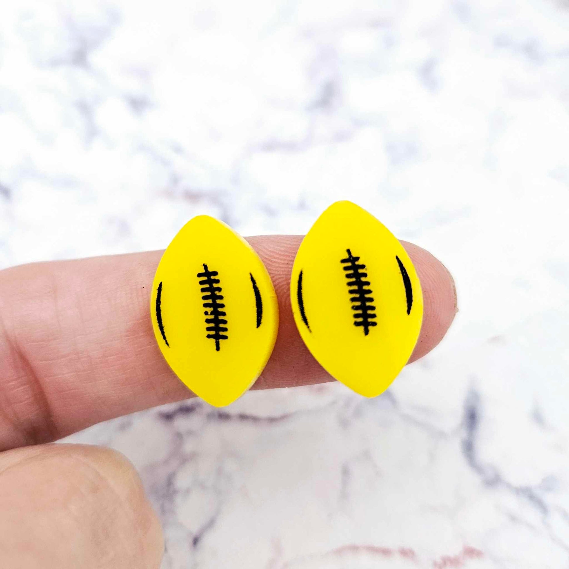 yellow football NRL AFL sports team DIY earring supplies laser cut acrylic studs blanks