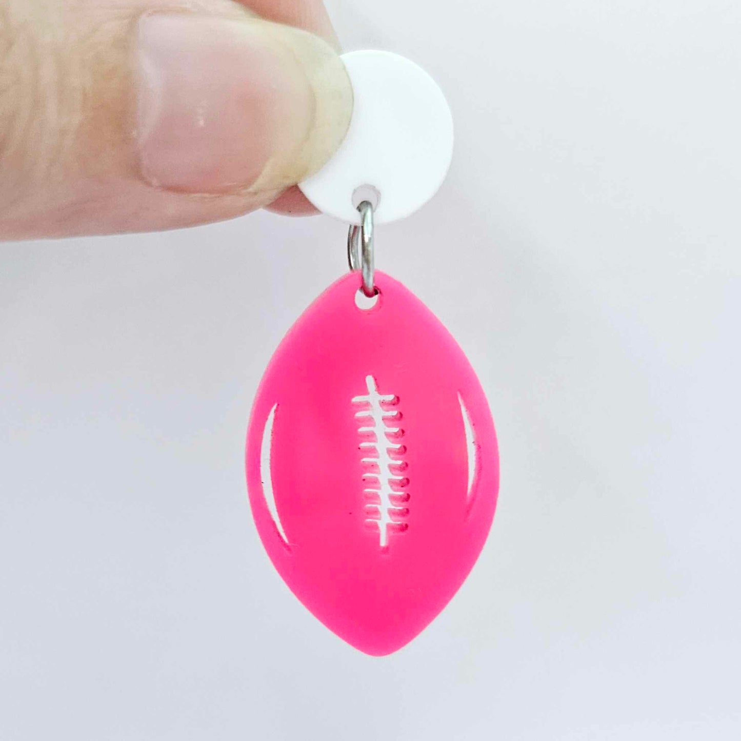 hot pink football NRL AFL sports team DIY earring supplies laser cut acrylic dangles blanks