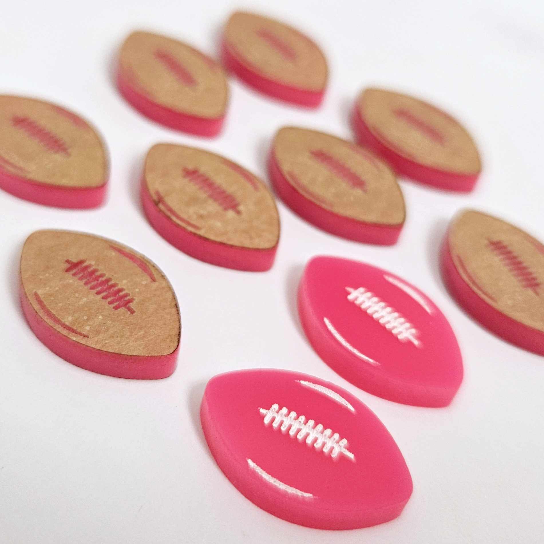 hot pink football NRL AFL sports team DIY earring supplies laser cut acrylic studs blanks