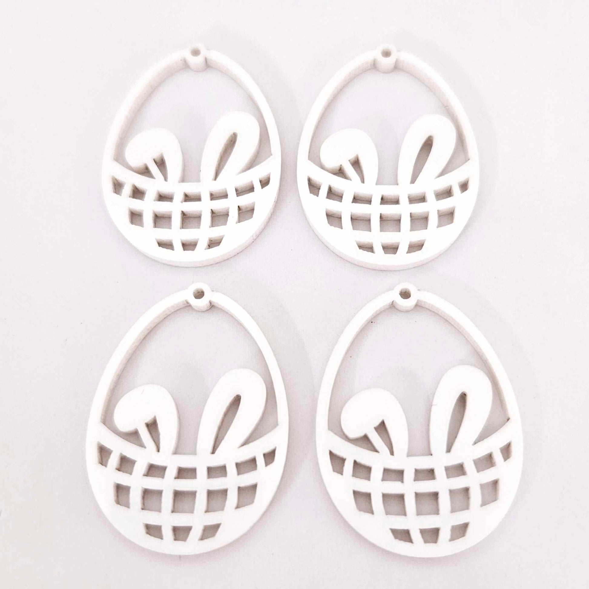 white Easter bunny egg basket DIY earring supplies laser cut acrylic dangles blanks