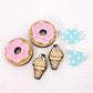 sweet treats DIY earring kit donuts ice-creams coffee tea macarons cupcakes supplies laser cut acrylic dangles studs blanks findings glue craft UV print wood