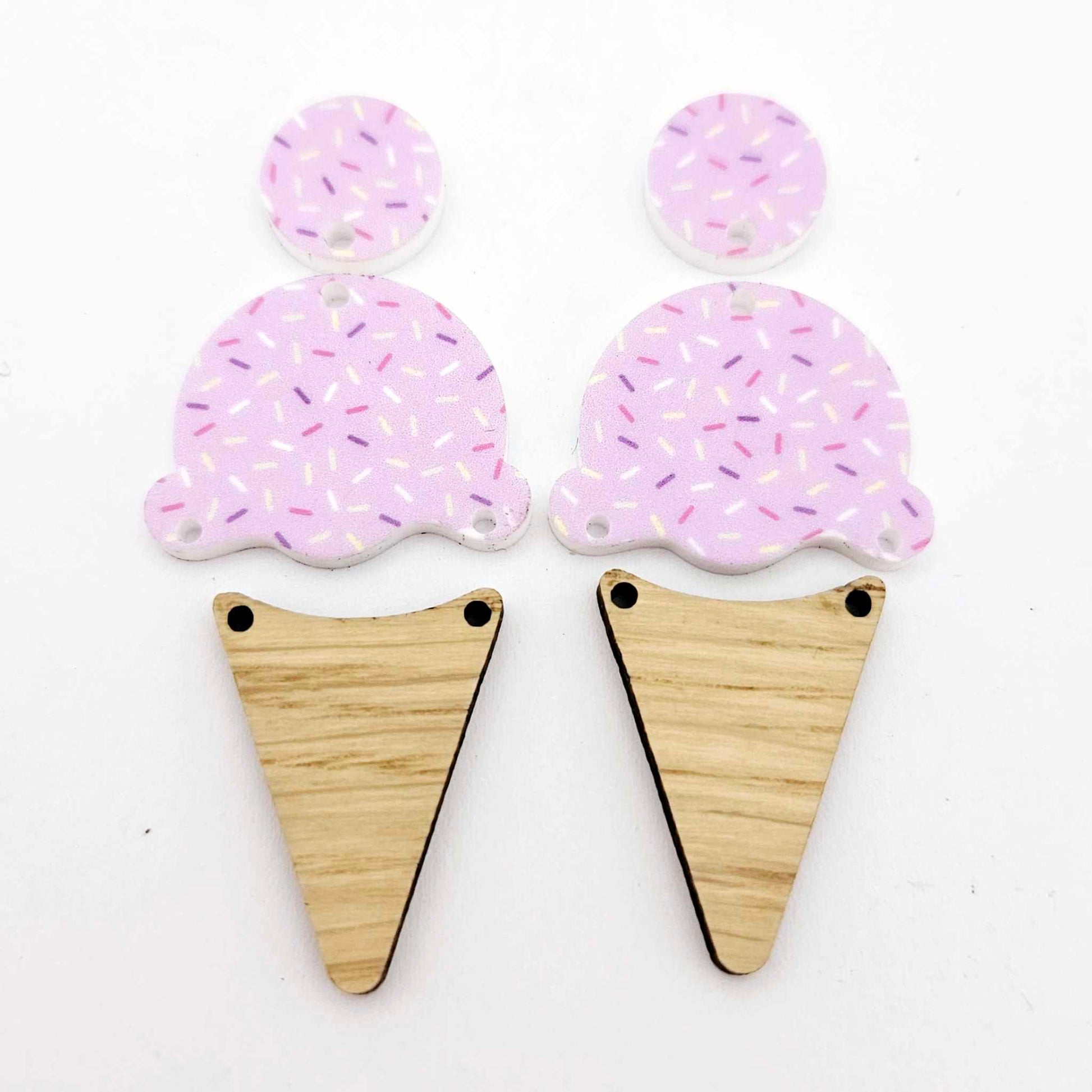 sweet treats DIY earring kit donuts ice-creams coffee tea macarons cupcakes supplies laser cut acrylic dangles studs blanks findings glue craft UV print wood