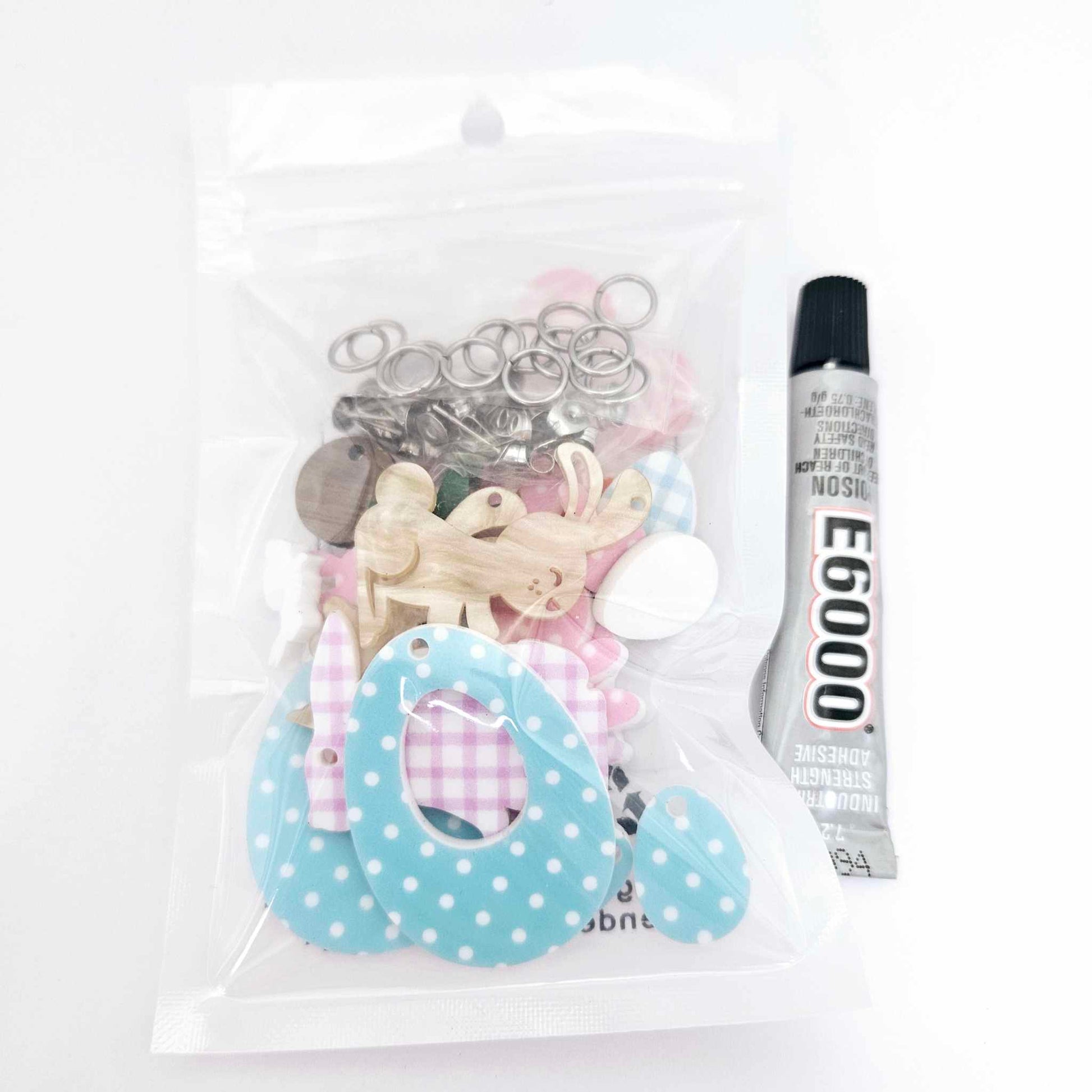 DIY earring kit laser cut acrylic supplies Easter bunny egg carrot findings glue create you own craft