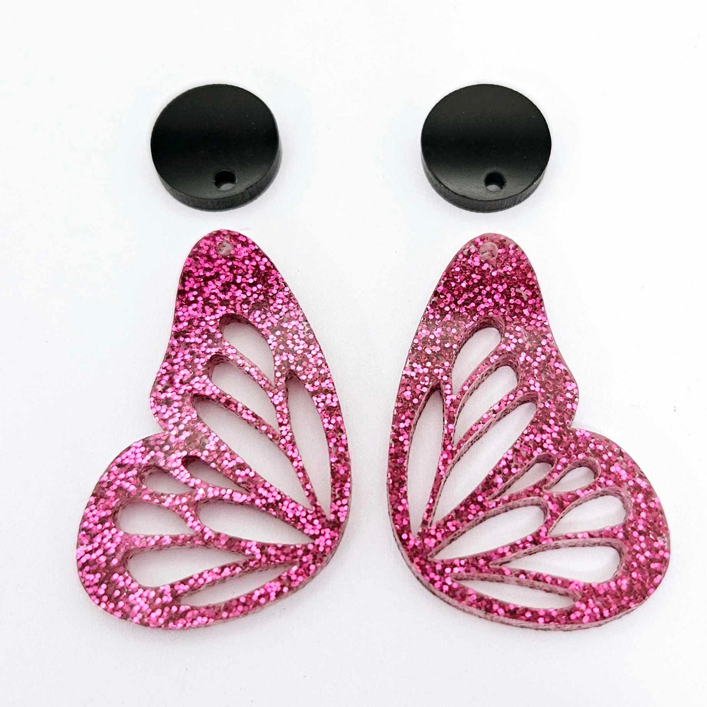 pretty in pink DIY earring kit pastel glitter UV print flowers butterfly bows supplies laser cut acrylic dangles studs blanks mixed pack craft findings glue
