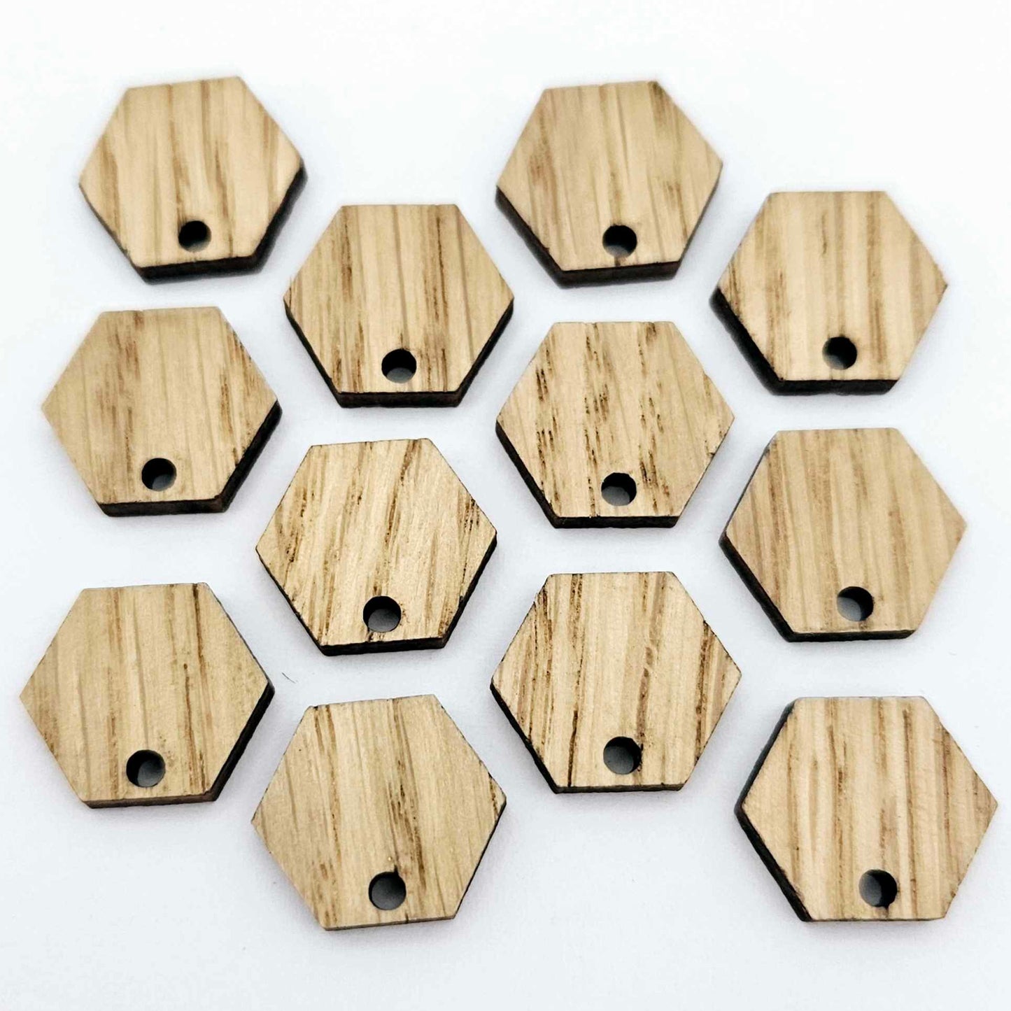oak hexagon wood veneer toppers studs DIY earring supplies laser cut acrylic dangles blanks resin clay