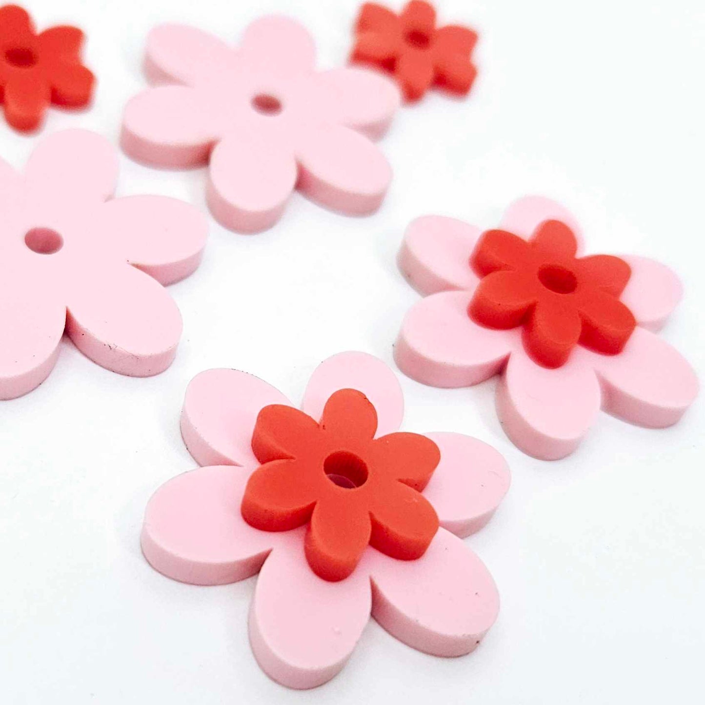 pastel pink red floral flowers DIY earring supplies laser cut acrylic dangles blanks layered hoops