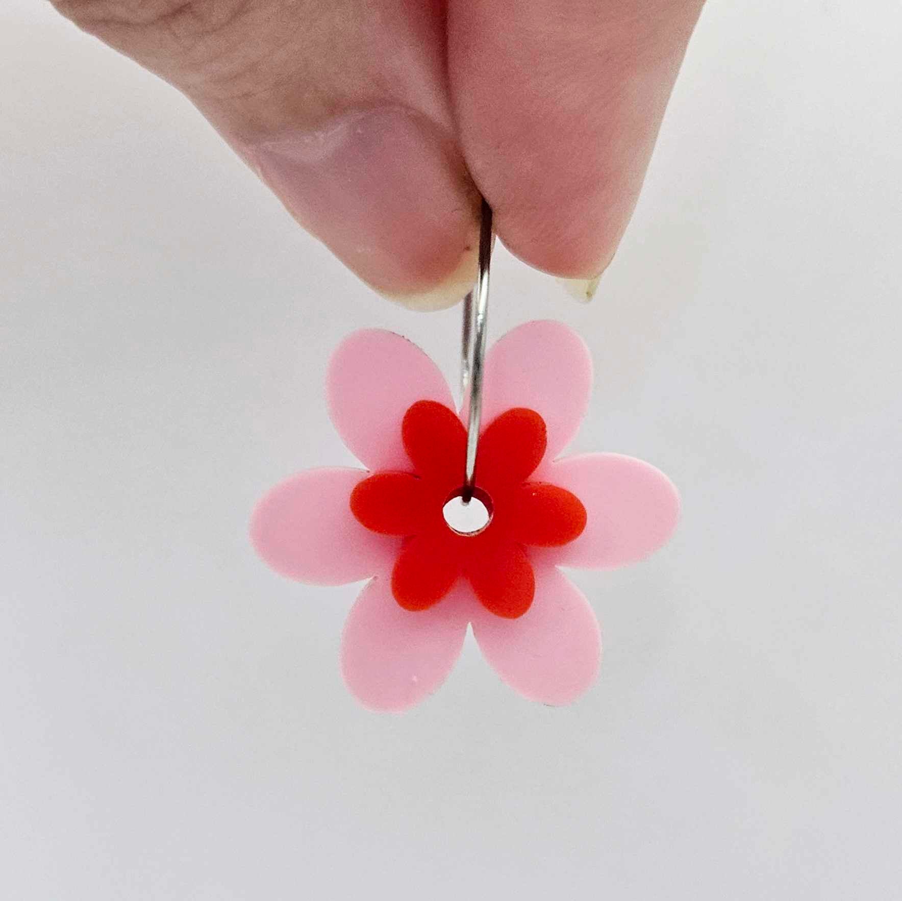 pastel pink red floral flowers DIY earring supplies laser cut acrylic dangles blanks layered hoops