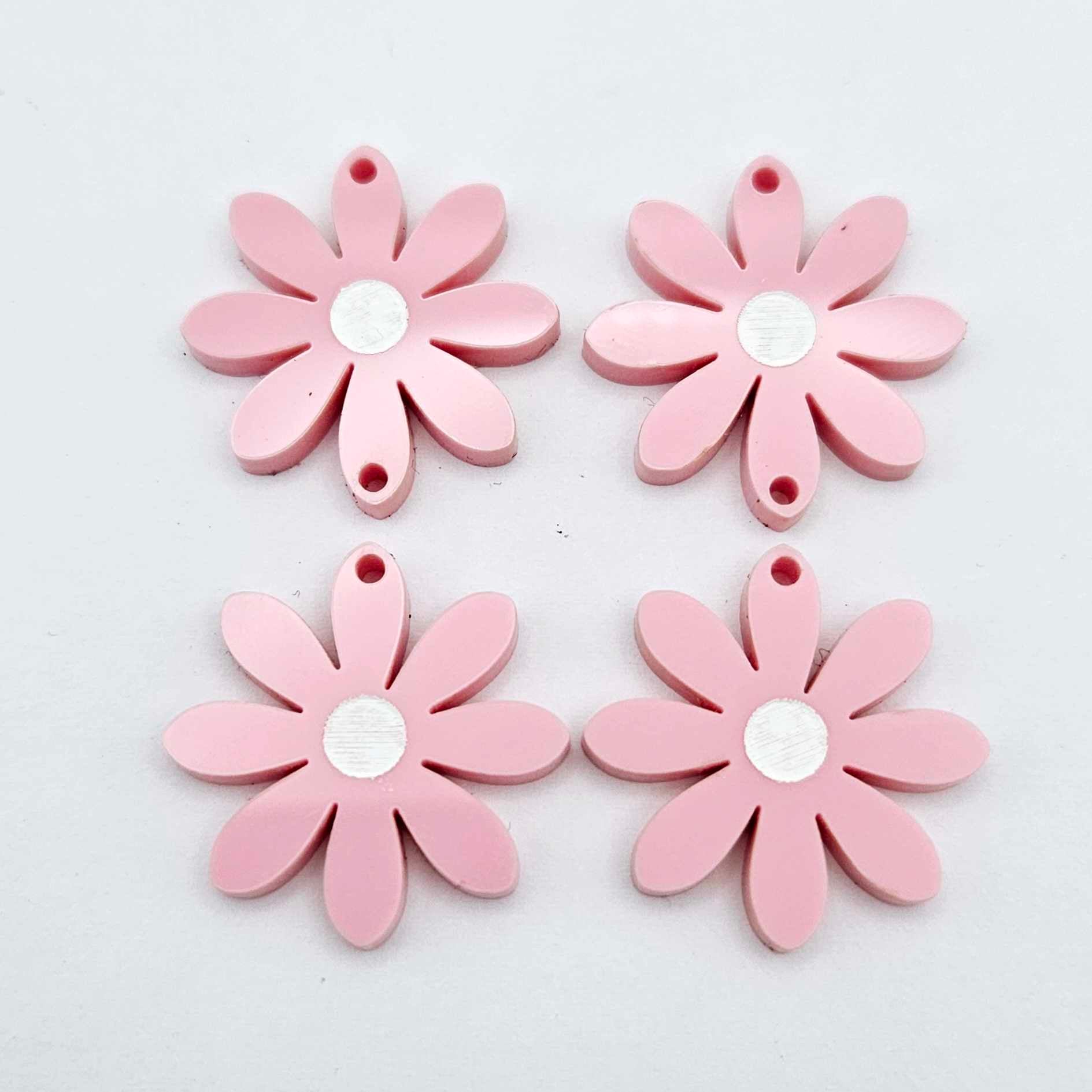 pastel pink daisy flower layered DIY earring supplies laser cut acrylic dangles blanks paint fill