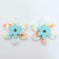 floral bloom UV print aqua turquoise pastel flowers DIY earring supplies laser cut acrylic dangles blanks layered hoops