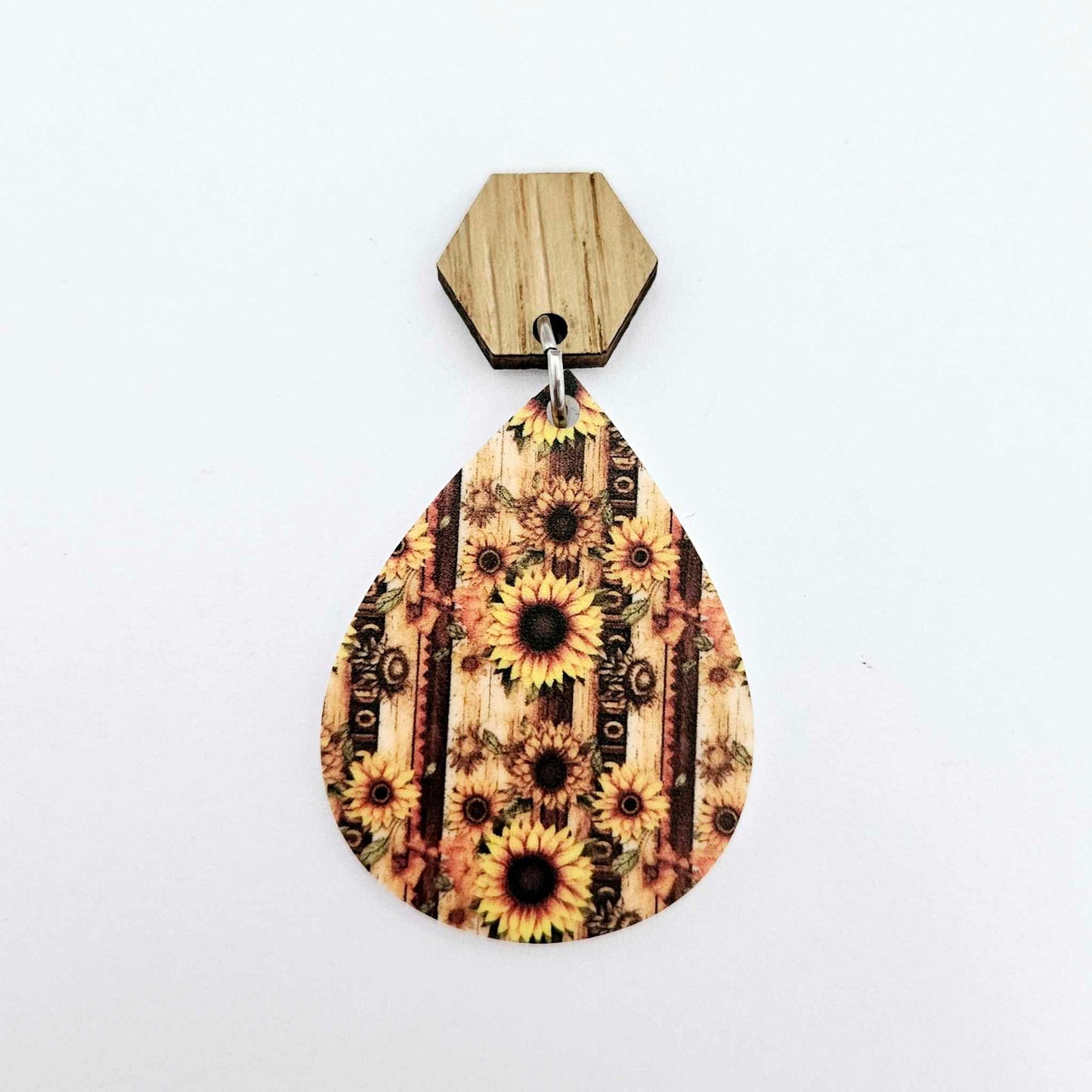 oak hexagon wood veneer toppers studs DIY earring supplies laser cut acrylic dangles blanks resin clay