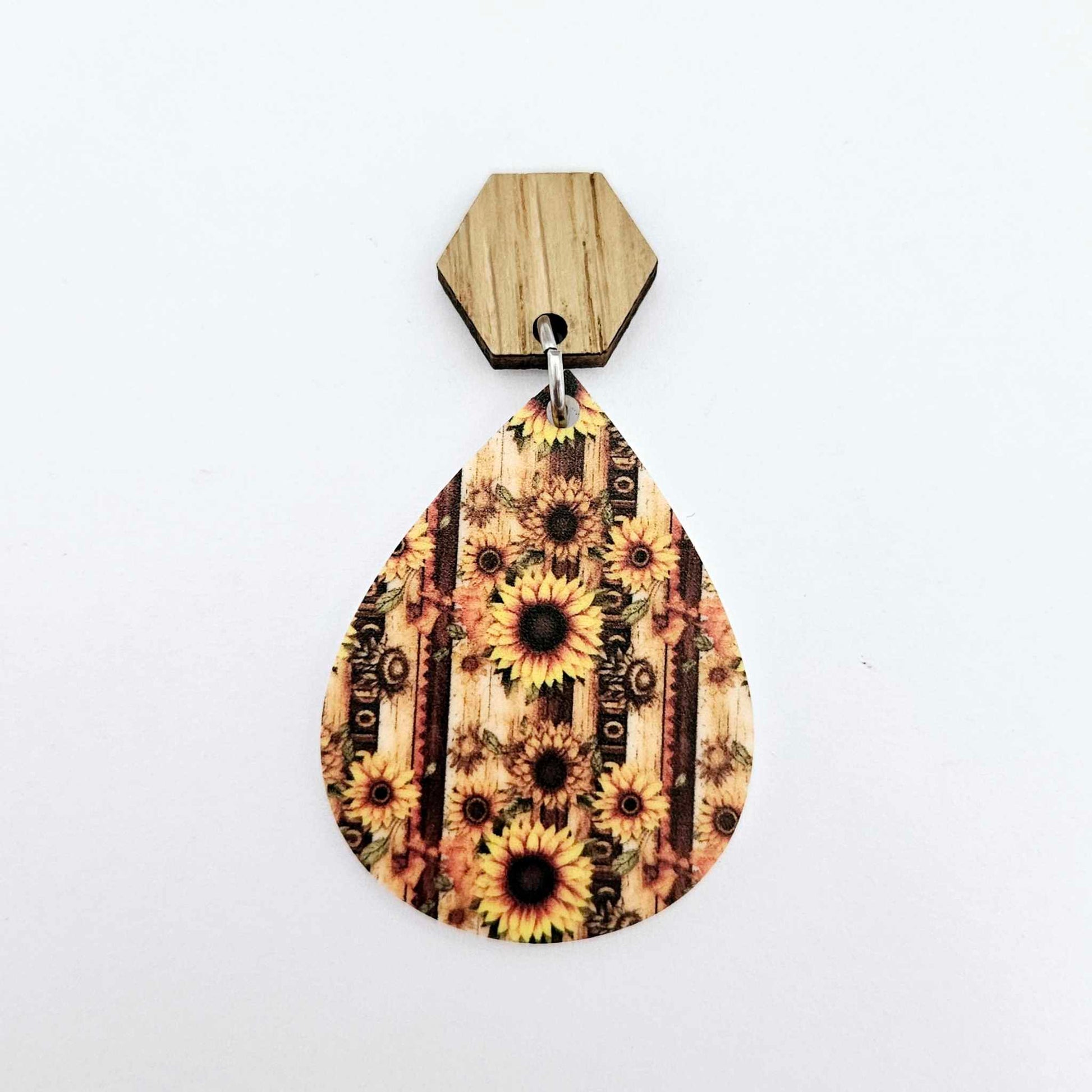 oak hexagon wood veneer toppers studs DIY earring supplies laser cut acrylic dangles blanks resin clay
