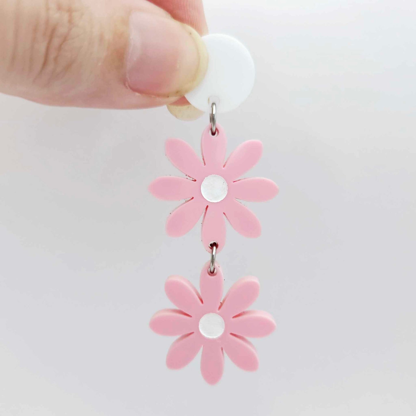 pastel pink daisy flower layered DIY earring supplies laser cut acrylic dangles blanks paint fill