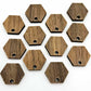 walnut dark hexagon wood veneer toppers studs DIY earring supplies laser cut acrylic dangles blanks resin clay