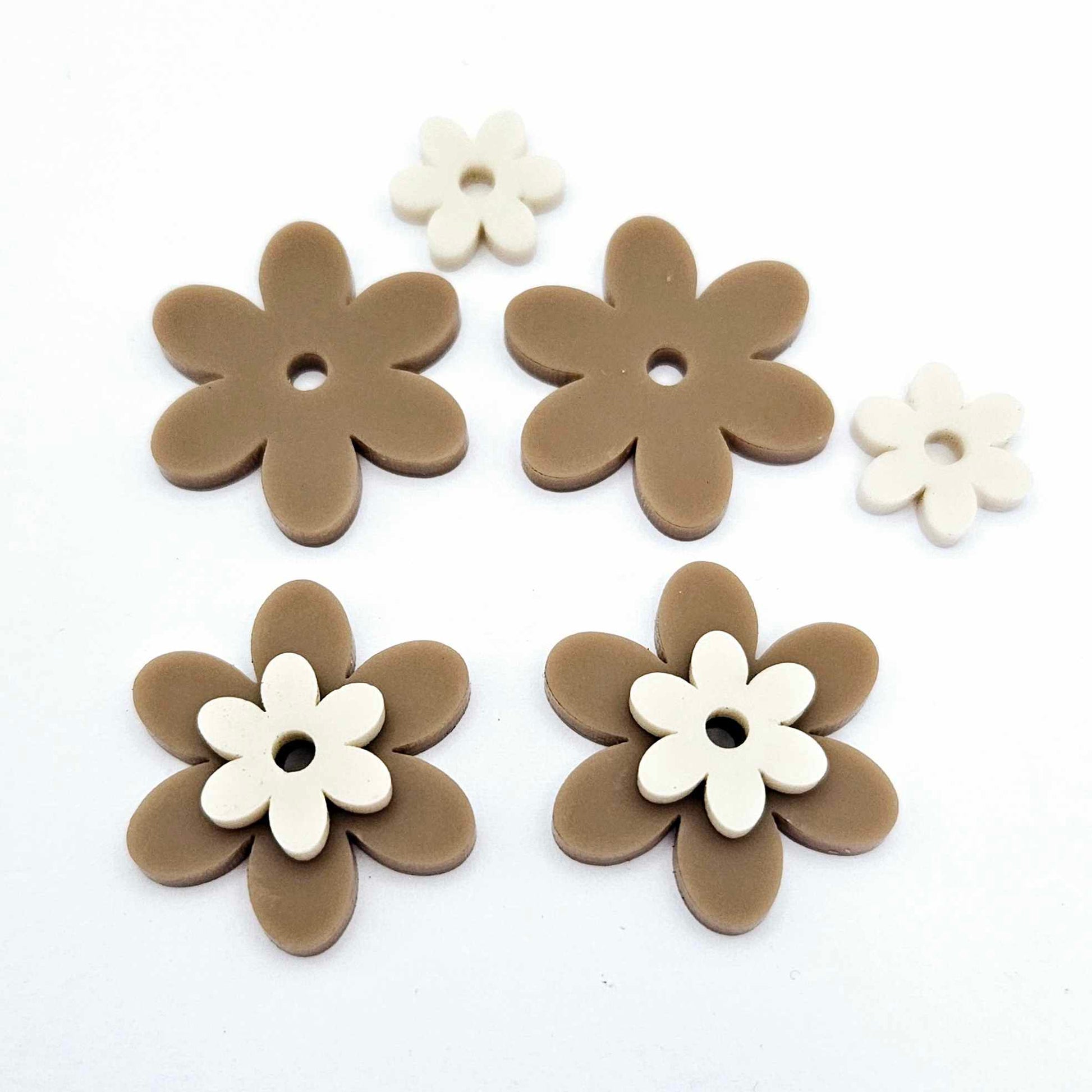 iced coffee brown cream earthy floral flowers DIY earring supplies laser cut acrylic dangles blanks layered hoops