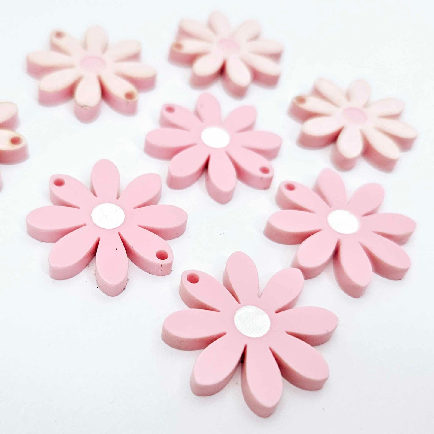 pastel pink daisy flower layered DIY earring supplies laser cut acrylic dangles blanks paint fill