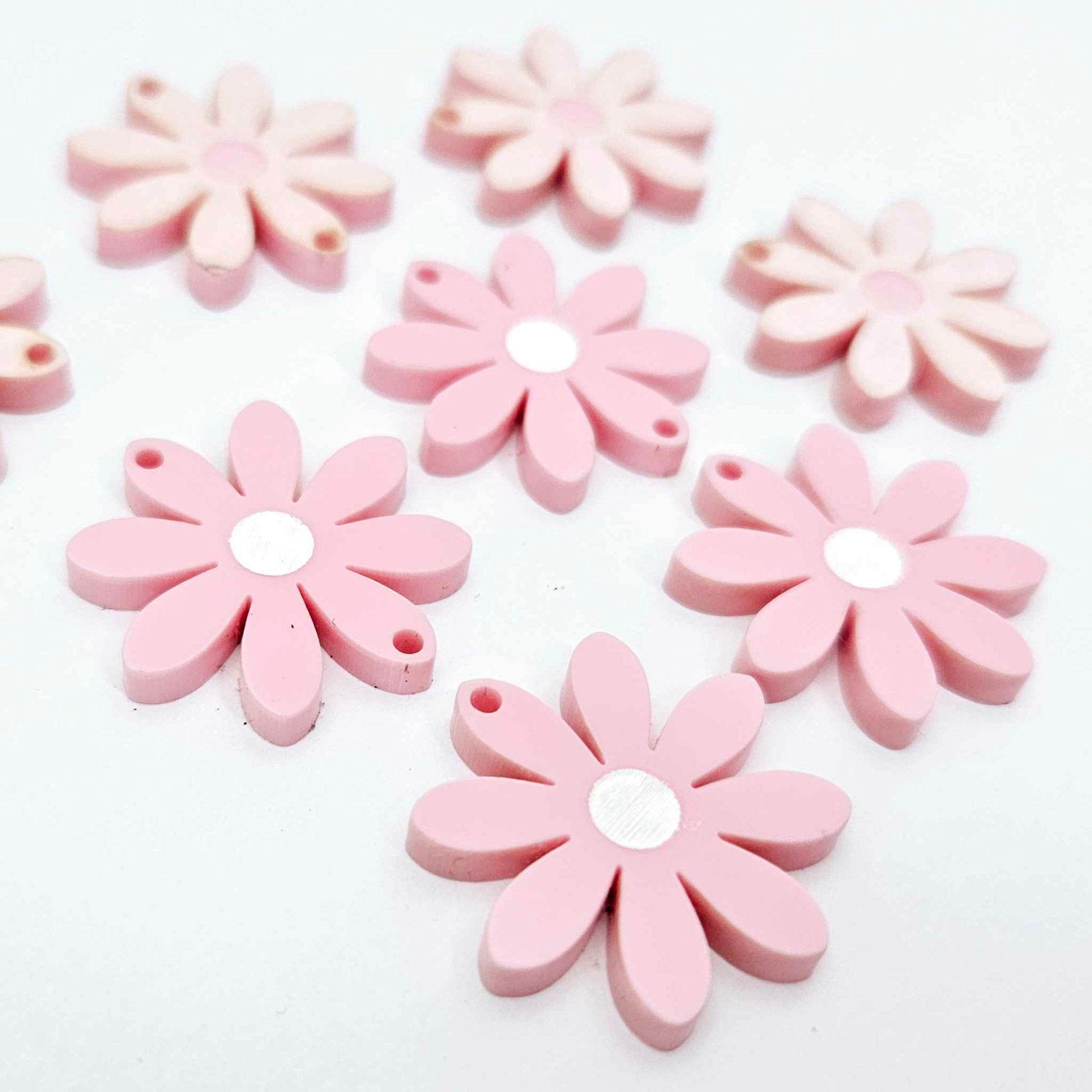 pastel pink daisy flower layered DIY earring supplies laser cut acrylic dangles blanks paint fill