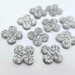 silver glitter quatrefoil earring blanks, clover acrylic studs, glitter acrylic earring toppers, acrylic earring supplies, laser cut earring blanks, 15mm acrylic shapes, modern jewellery supplies, on-trend earring blanks, DIY earring parts, small business jewellery making