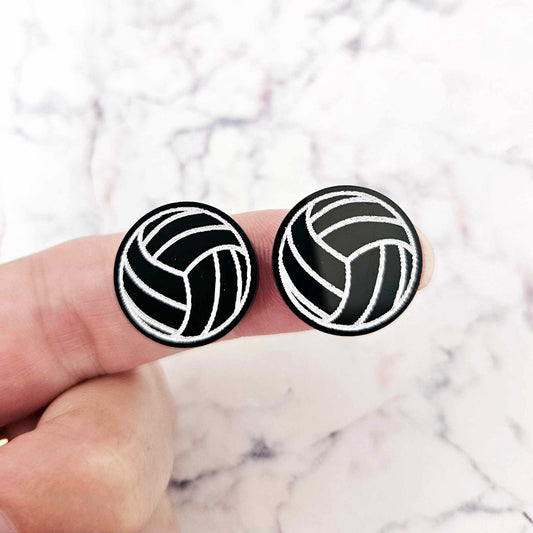 black netball volleyball DIY earring supplies laser cut acrylic studs blanks sport team paint fill engraved
